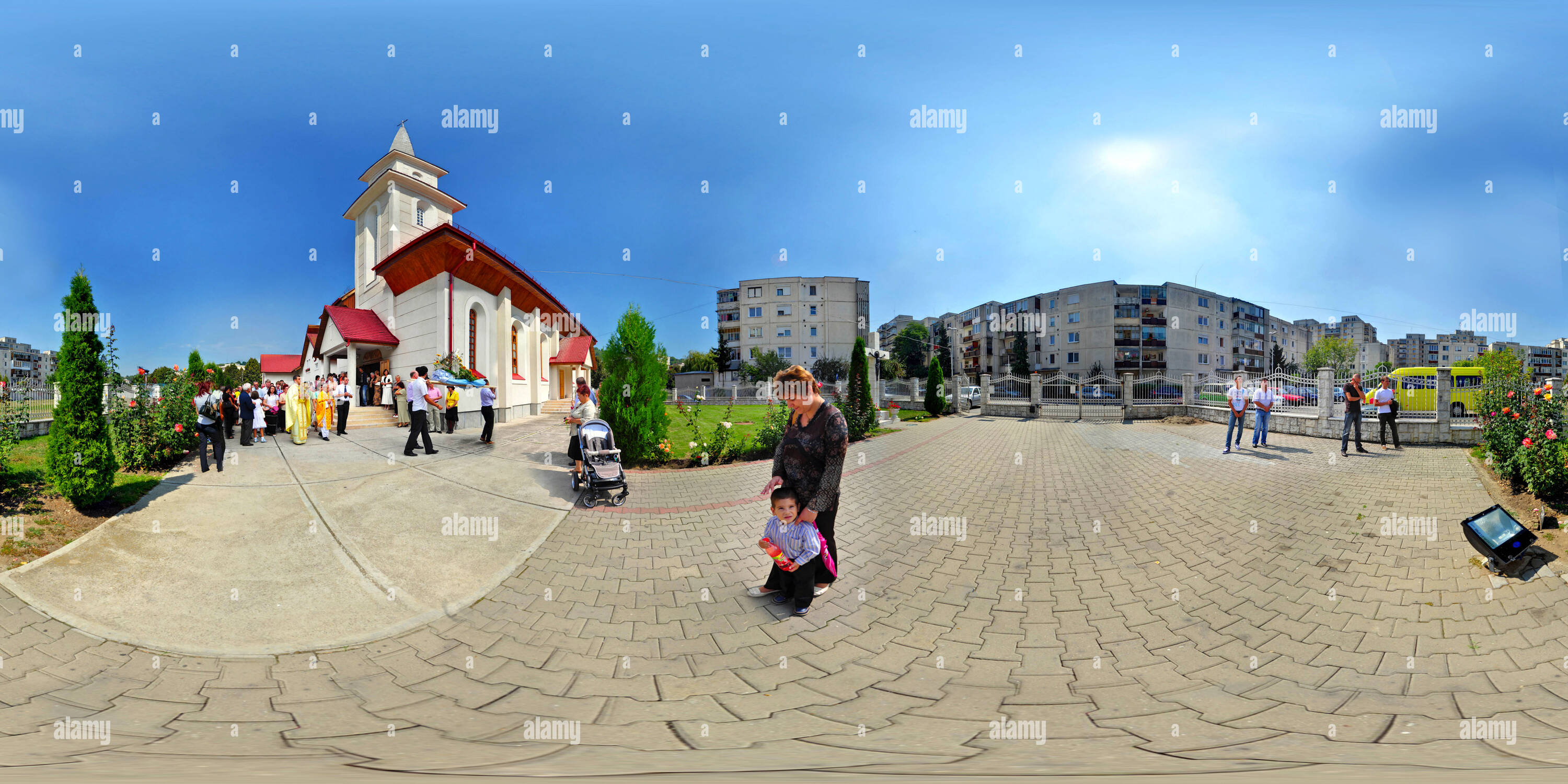 360 Grad Panorama Ansicht von Vor der Griechisch-katholischen Kirche in Targu Mures