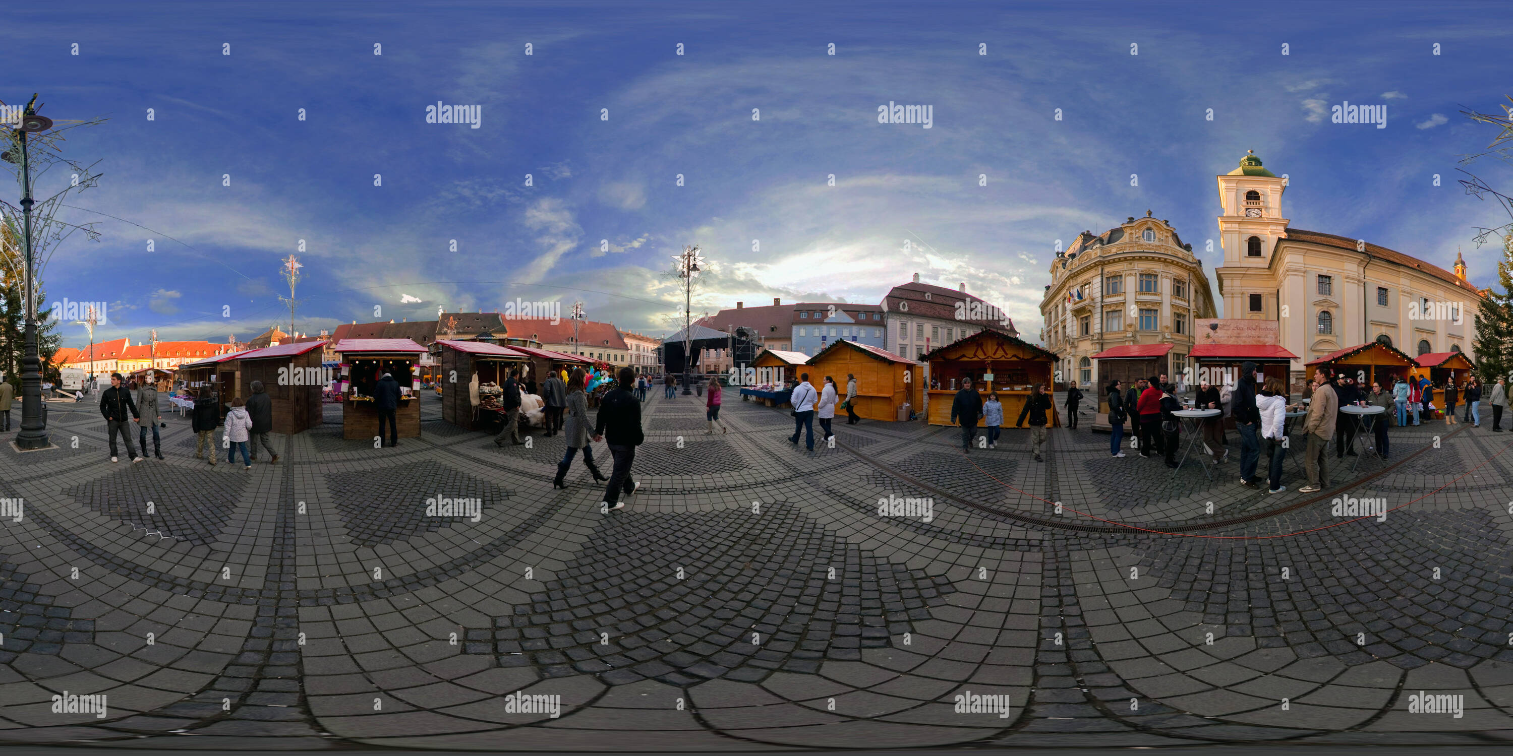 360 Grad Panorama Ansicht von Der Weihnachtsmarkt in Sibiu