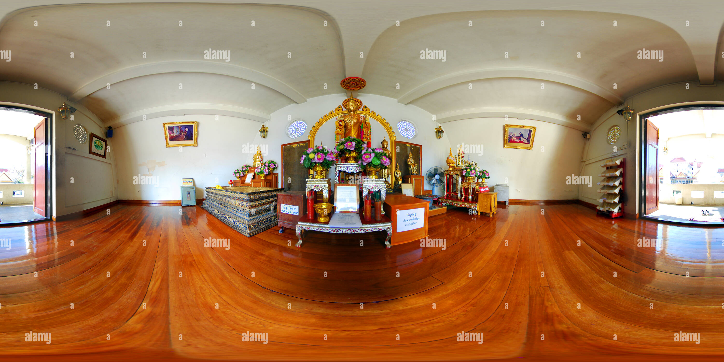 360 Grad Panorama Ansicht von Wat Yannawa, Boot Vihara Hall, Bangkok