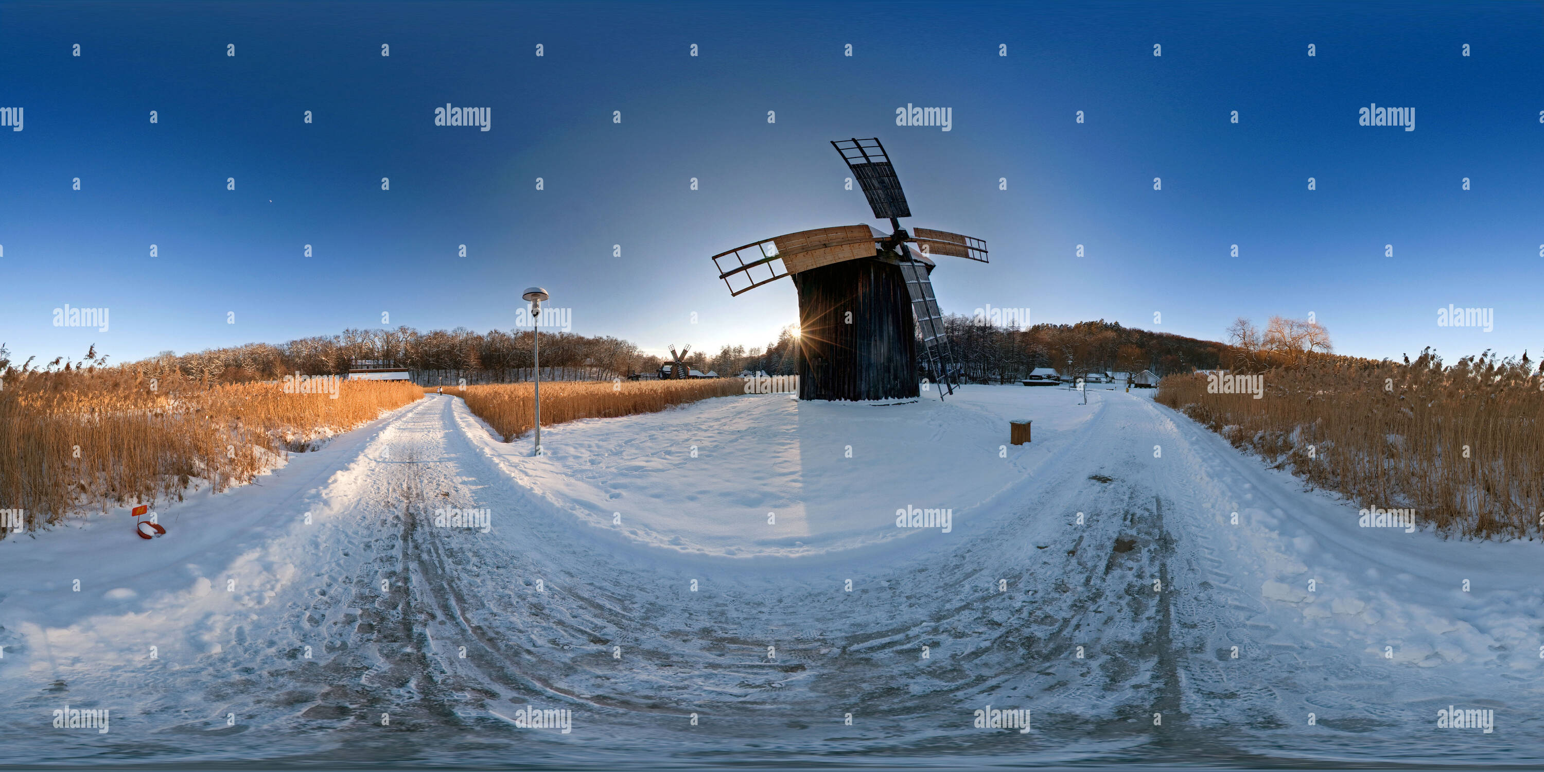 360 Grad Panorama Ansicht von Windmühlen an der Etnografisches Museum in Sibiu