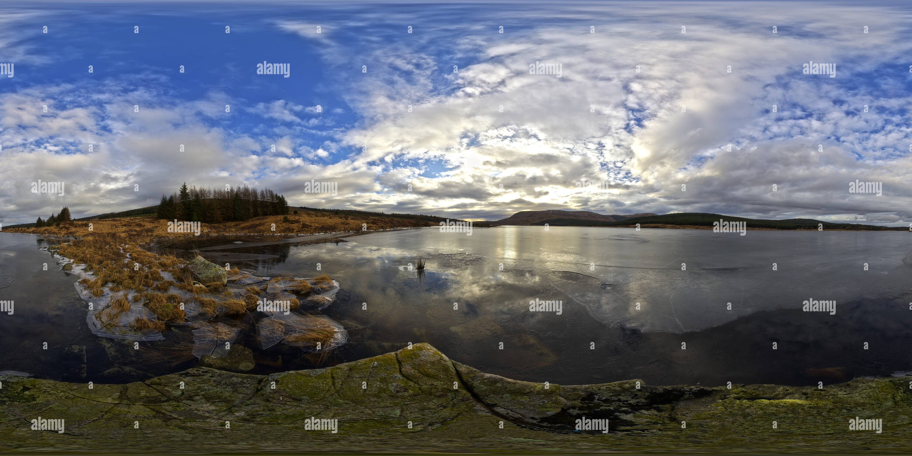 360 Grad Panorama Ansicht von Loch Grannoch Schottland