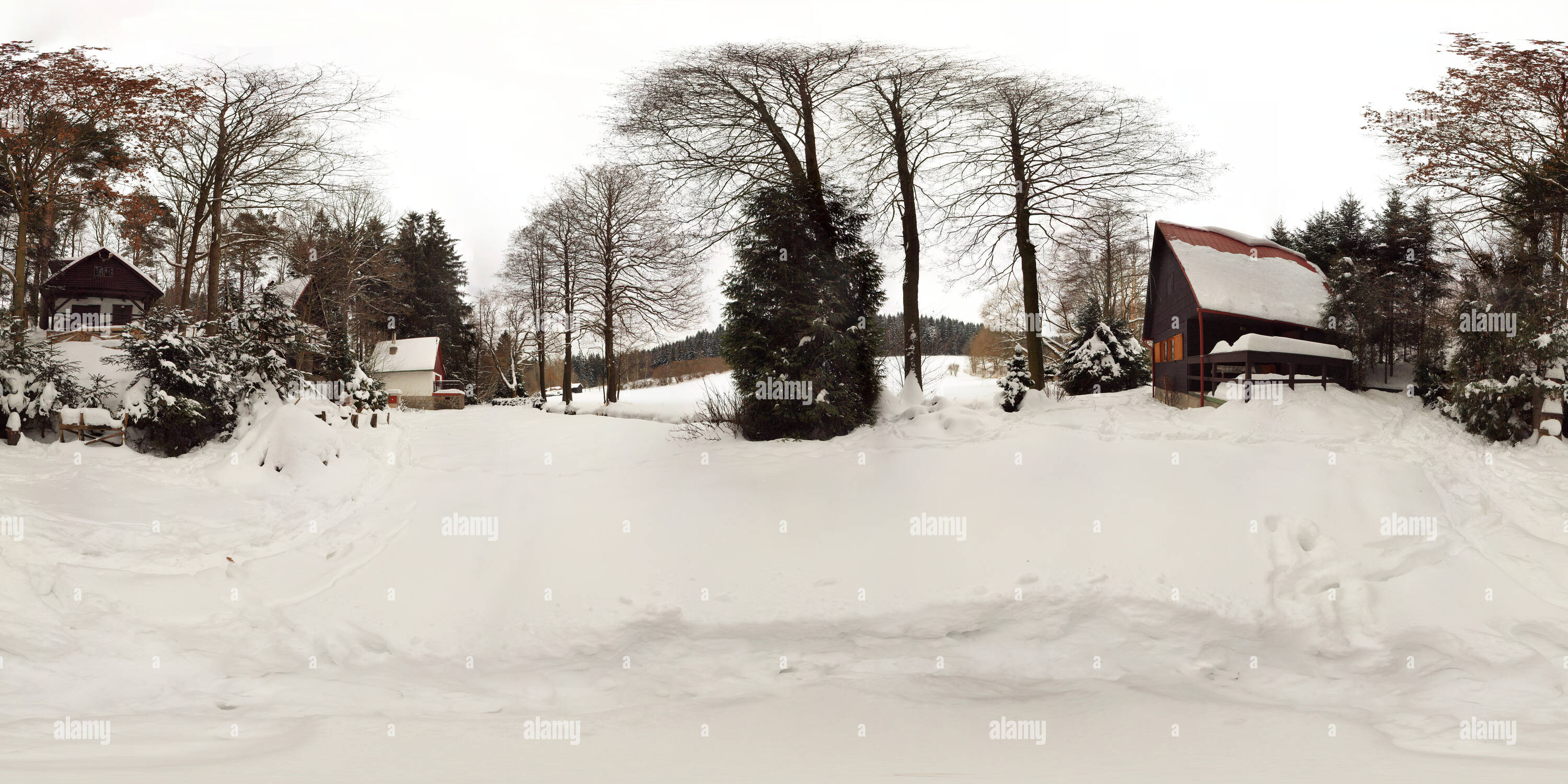 360 Grad Panorama Ansicht von Cottages im Böhmisch-mährischen Hochland, 2