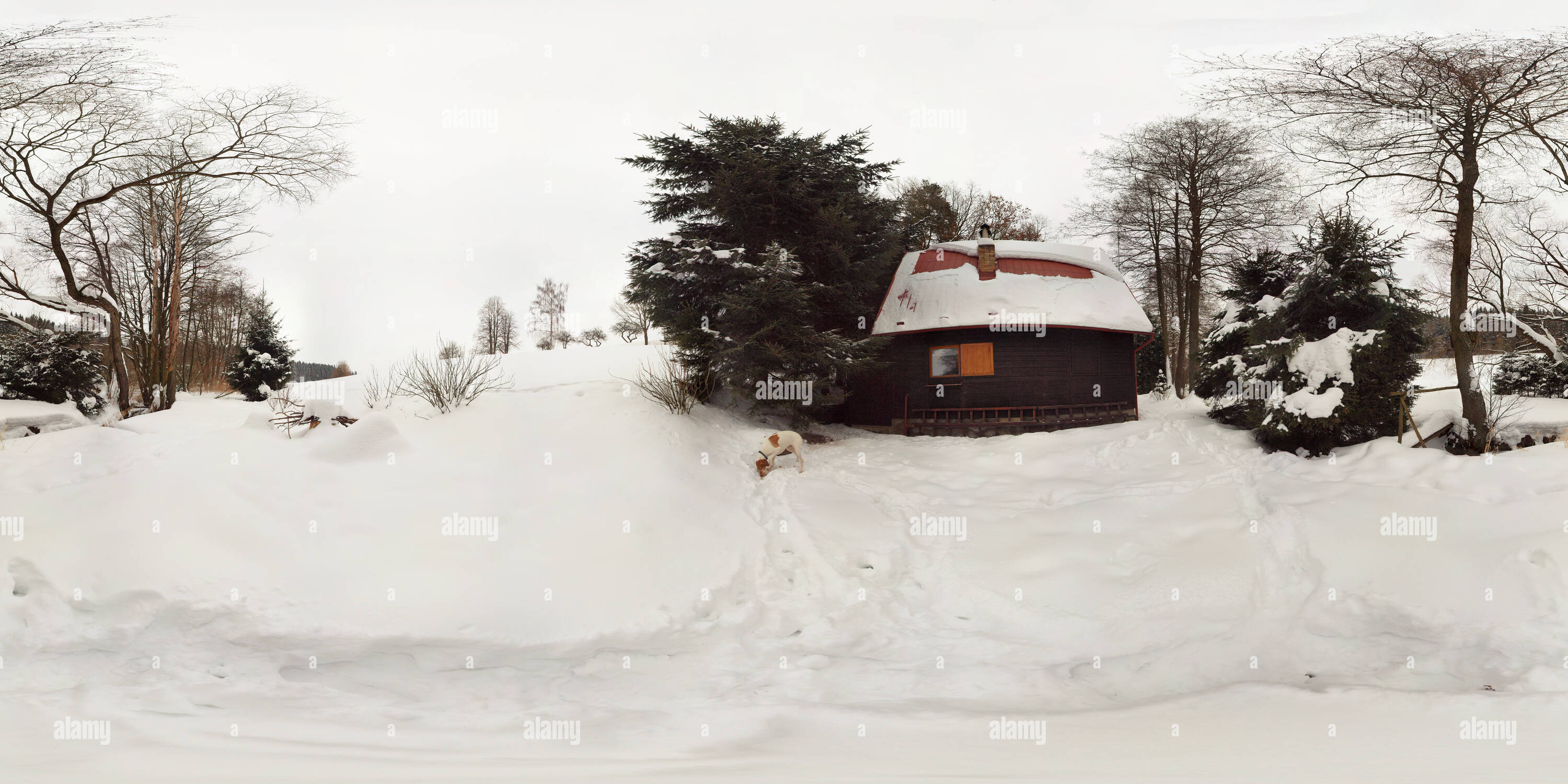 360 Grad Panorama Ansicht von Cottages im Böhmisch-mährischen Hochland