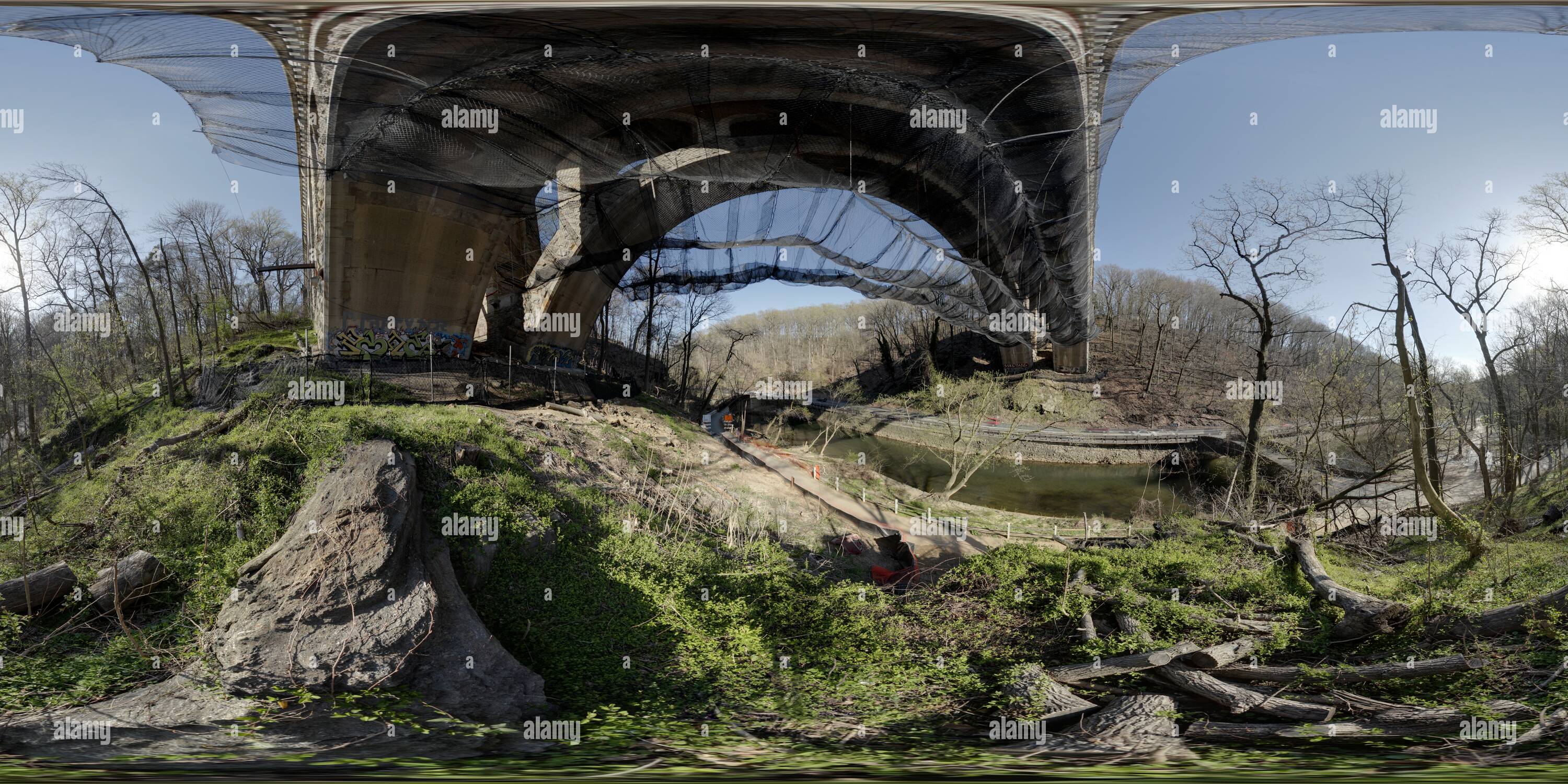 360 Grad Panorama Ansicht von Henry Avenue Bridge mit Net
