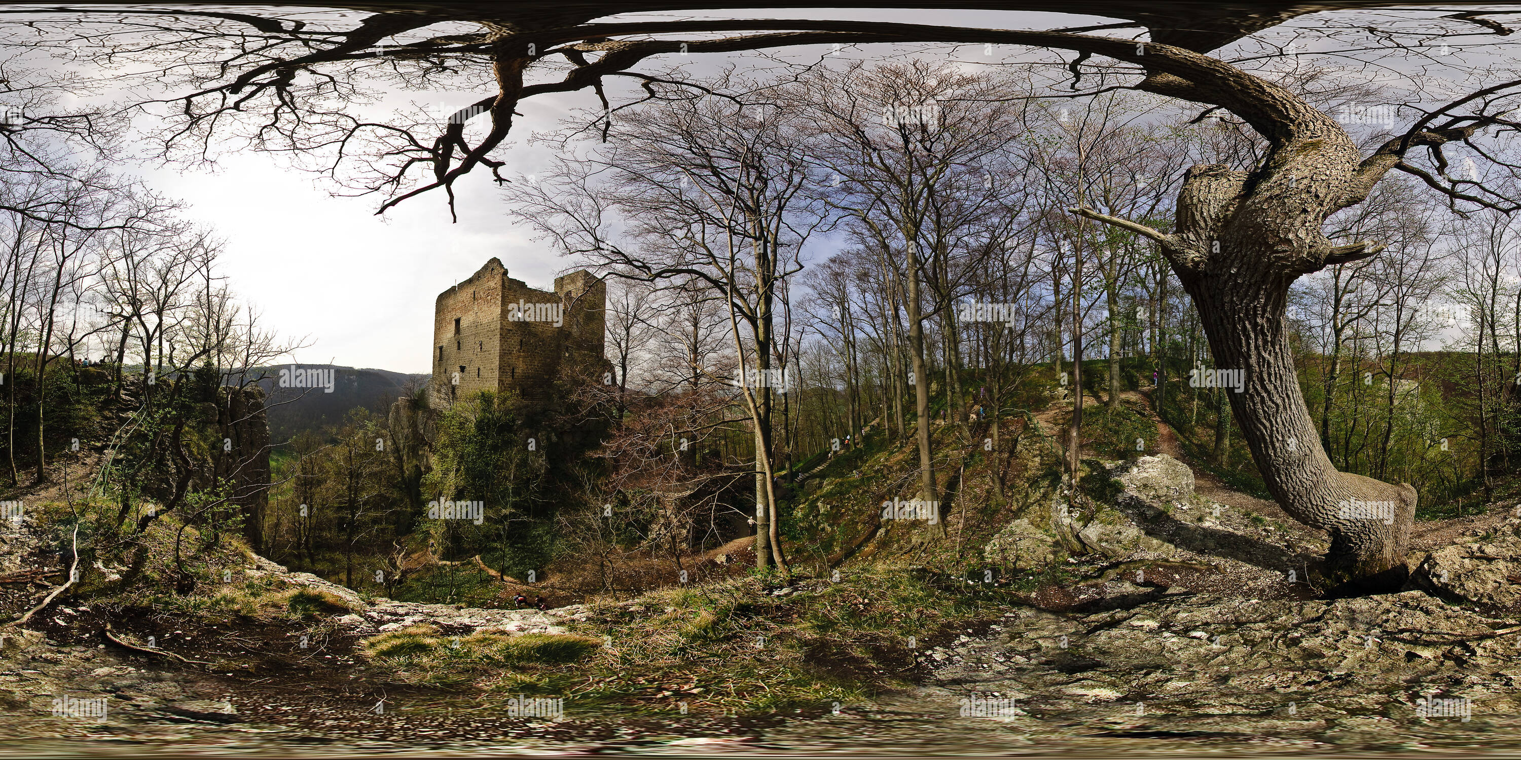 360 Grad Panorama Ansicht von Burg Ruine Reussenstein