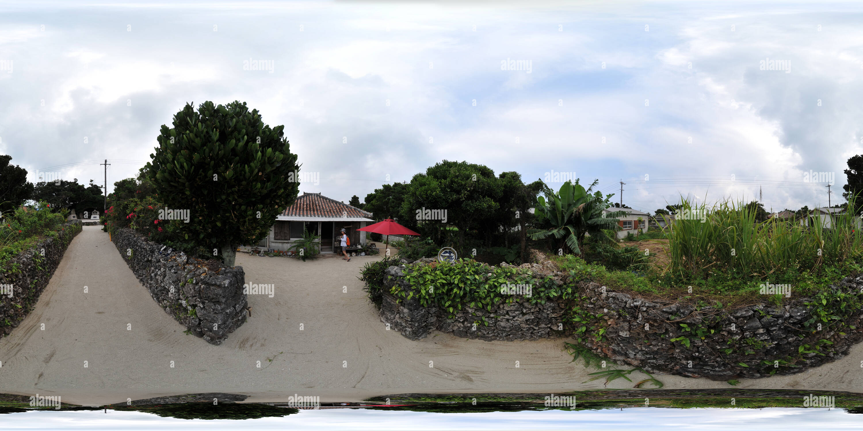 360 Grad Panorama Ansicht von Taketomi Insel in der Nähe von Ishigaki Island - Okinawa, Japan