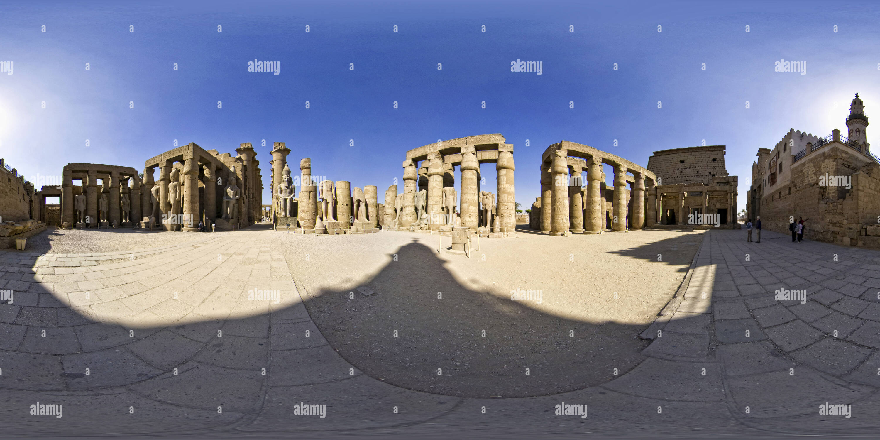 360 Grad Panorama Ansicht von Tempel von Luxor, Amenophis III Hof und Kapelle Thutmosis III.