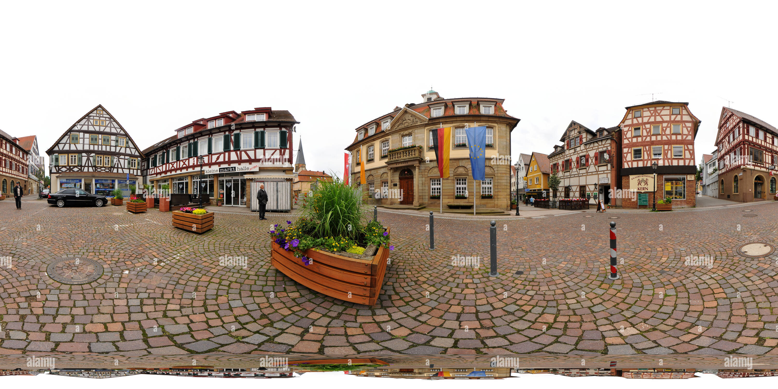 360 Grad Panorama Ansicht von Brackenheim, Rathaus und Marktplatz