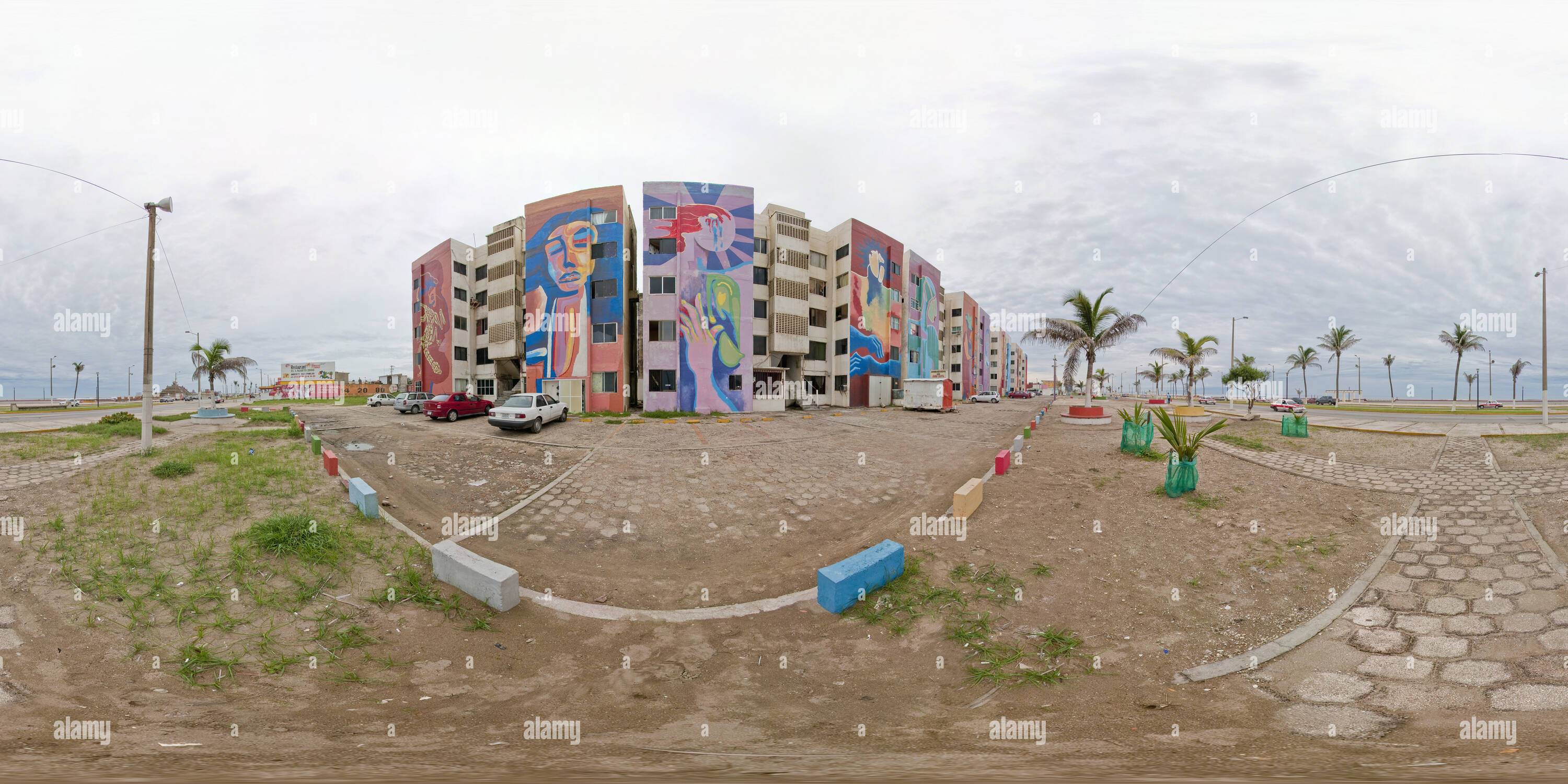 360 Grad Panorama Ansicht von Coatzacoalcos bemalte Gebäude 02