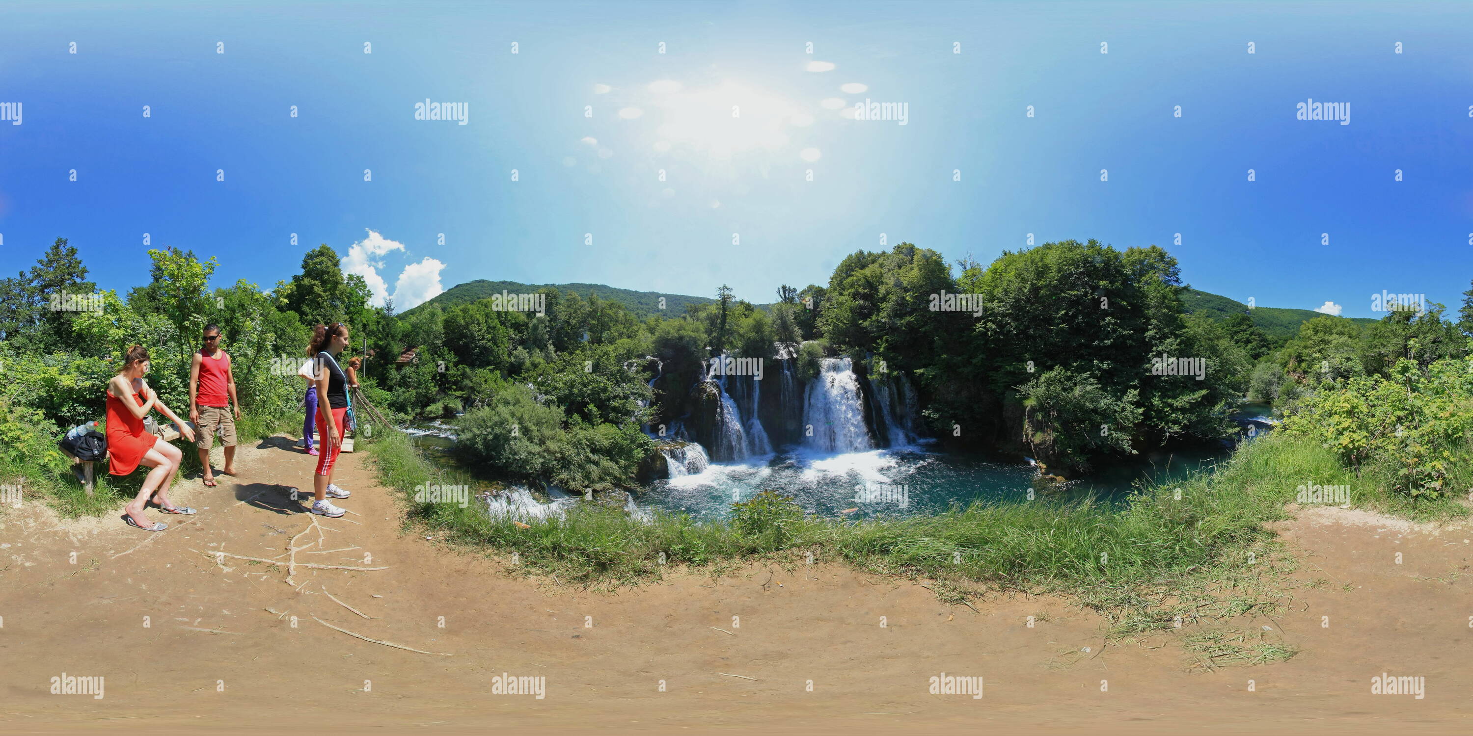 360 Grad Panorama Ansicht von Una Wasserfälle