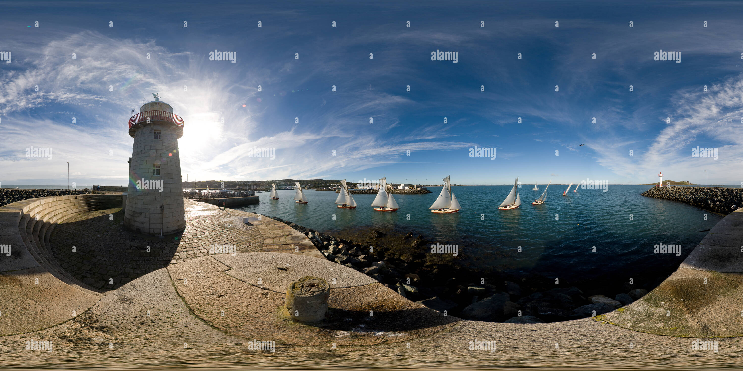 360 Grad Panorama Ansicht von Segeln in der Irischen See