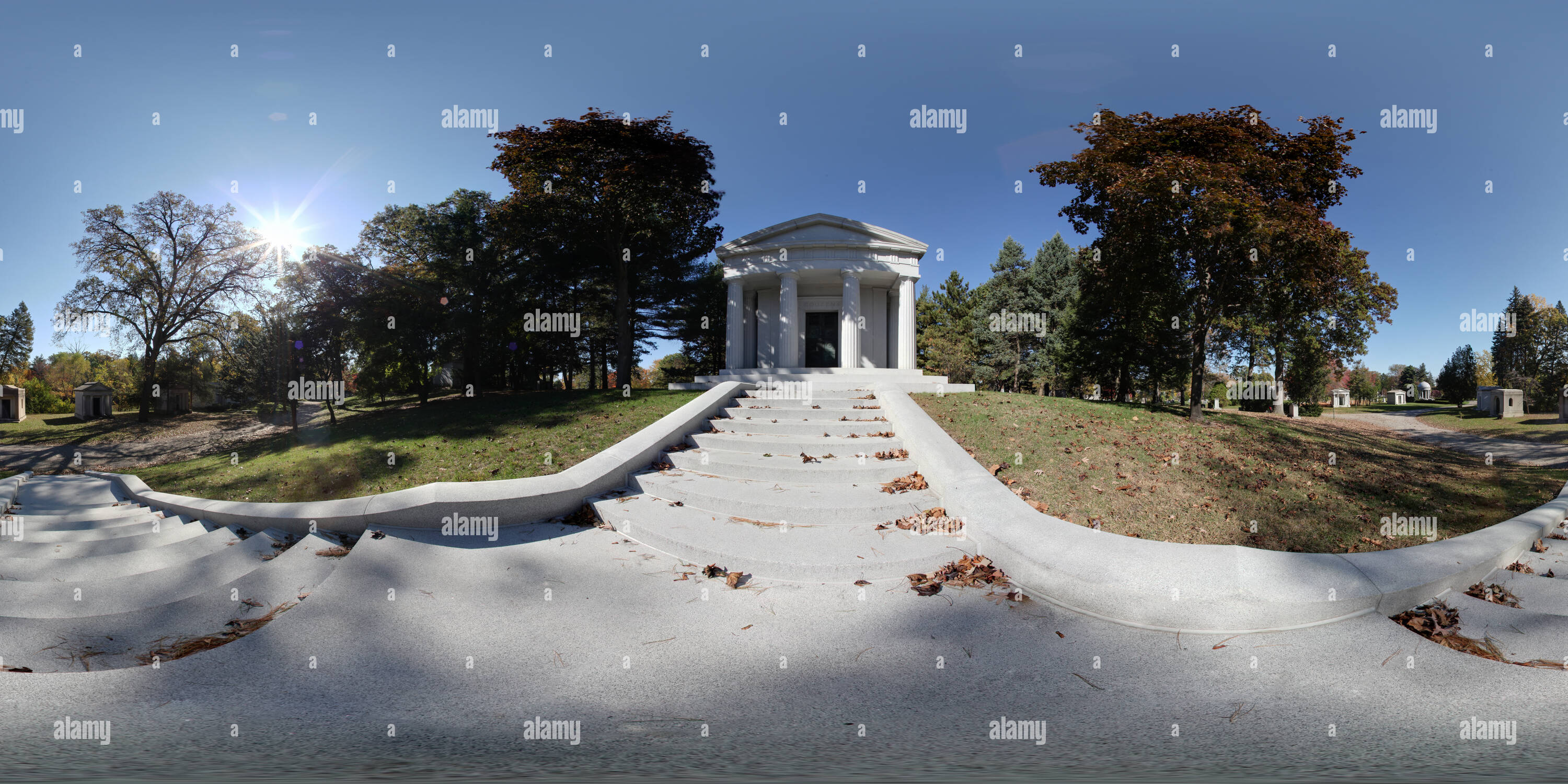 360 Grad Panorama Ansicht von Mausoleum von James Couzens, Woodlawn Friedhof