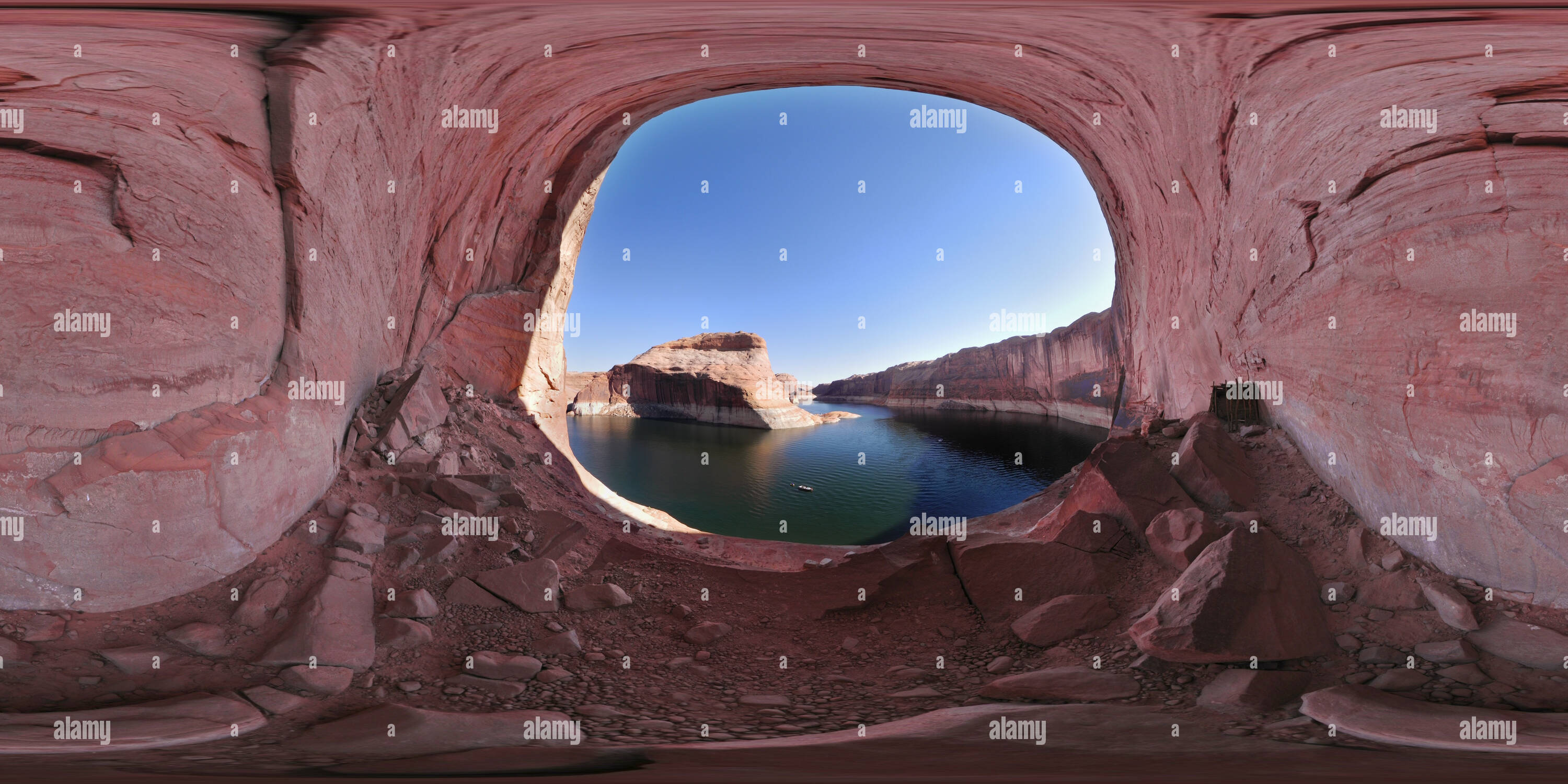 360 Grad Panorama Ansicht von Drei Dach Ruine, Escalante Arm, Lake Powell, Utah, USA