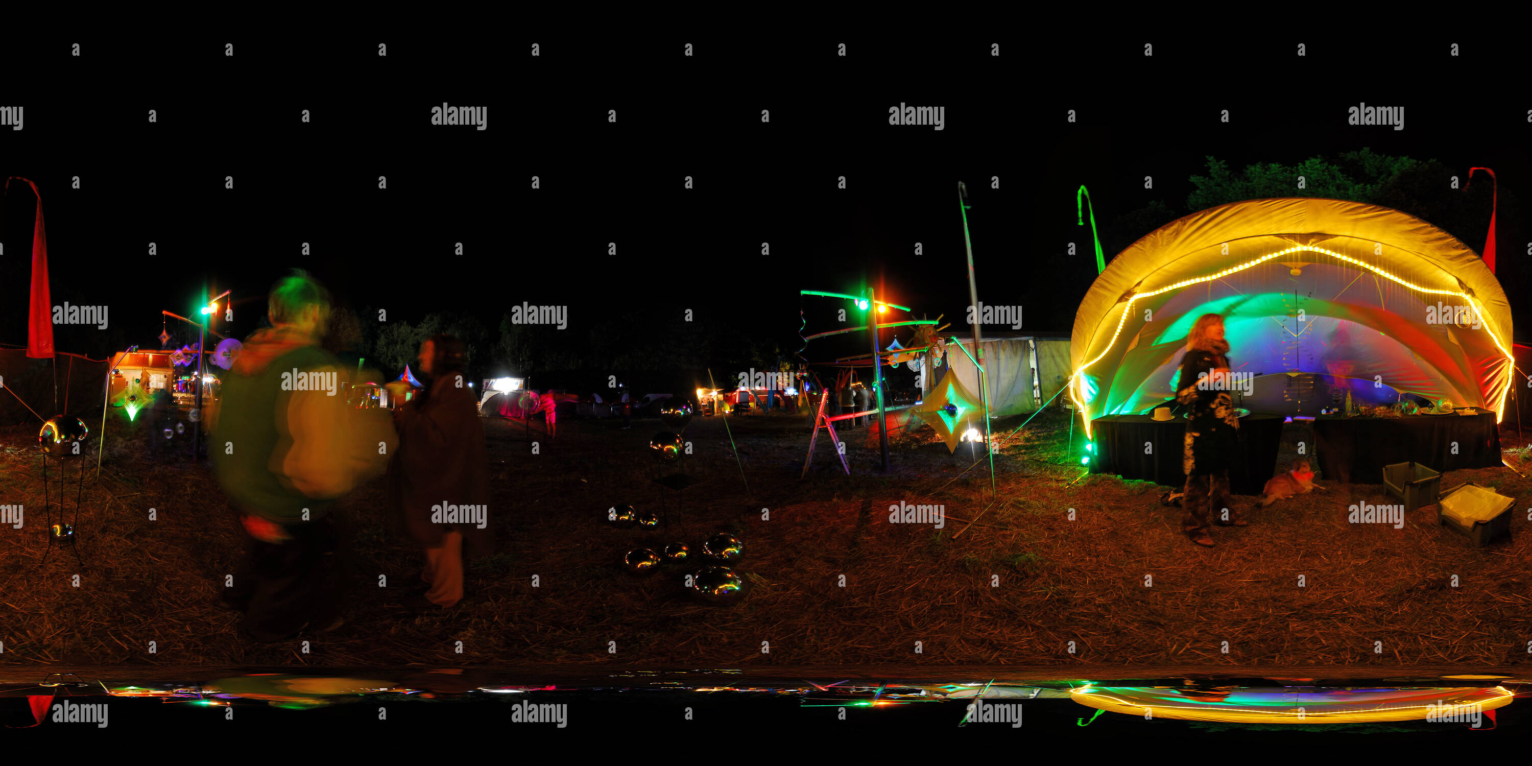 360 Grad Panorama Ansicht von Indian Spirit Goa Trance Festival 2010 Nacht 2