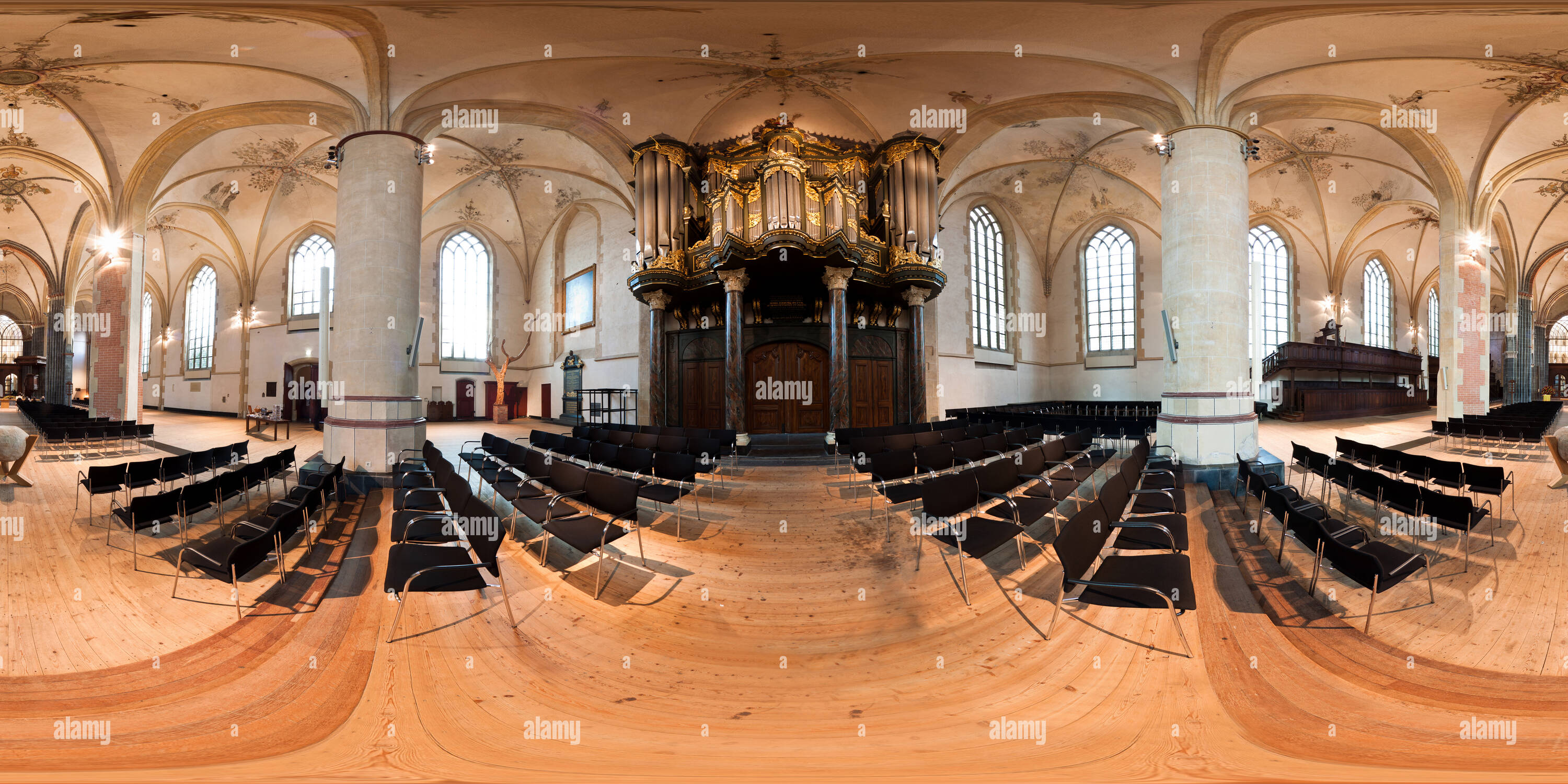 360 Grad Panorama Ansicht von Die martinikerk Groningen (Das kirchenschiff I)