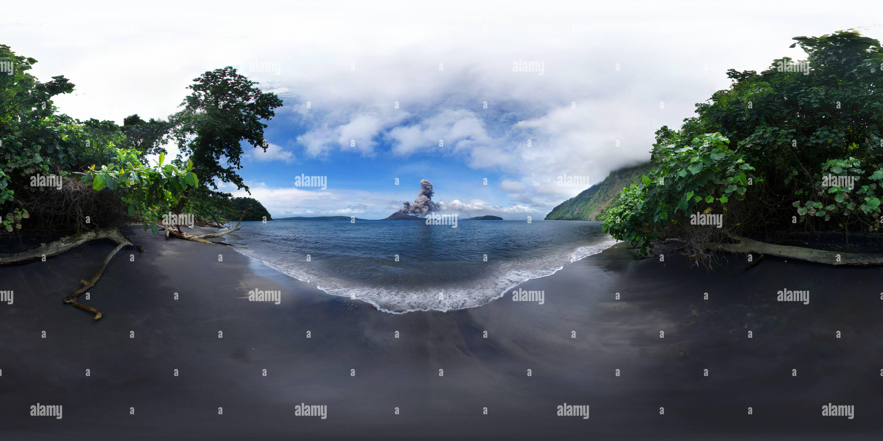 360 Grad Panorama Ansicht von Anak Krakatau Eruption, Sunda Strait West Java