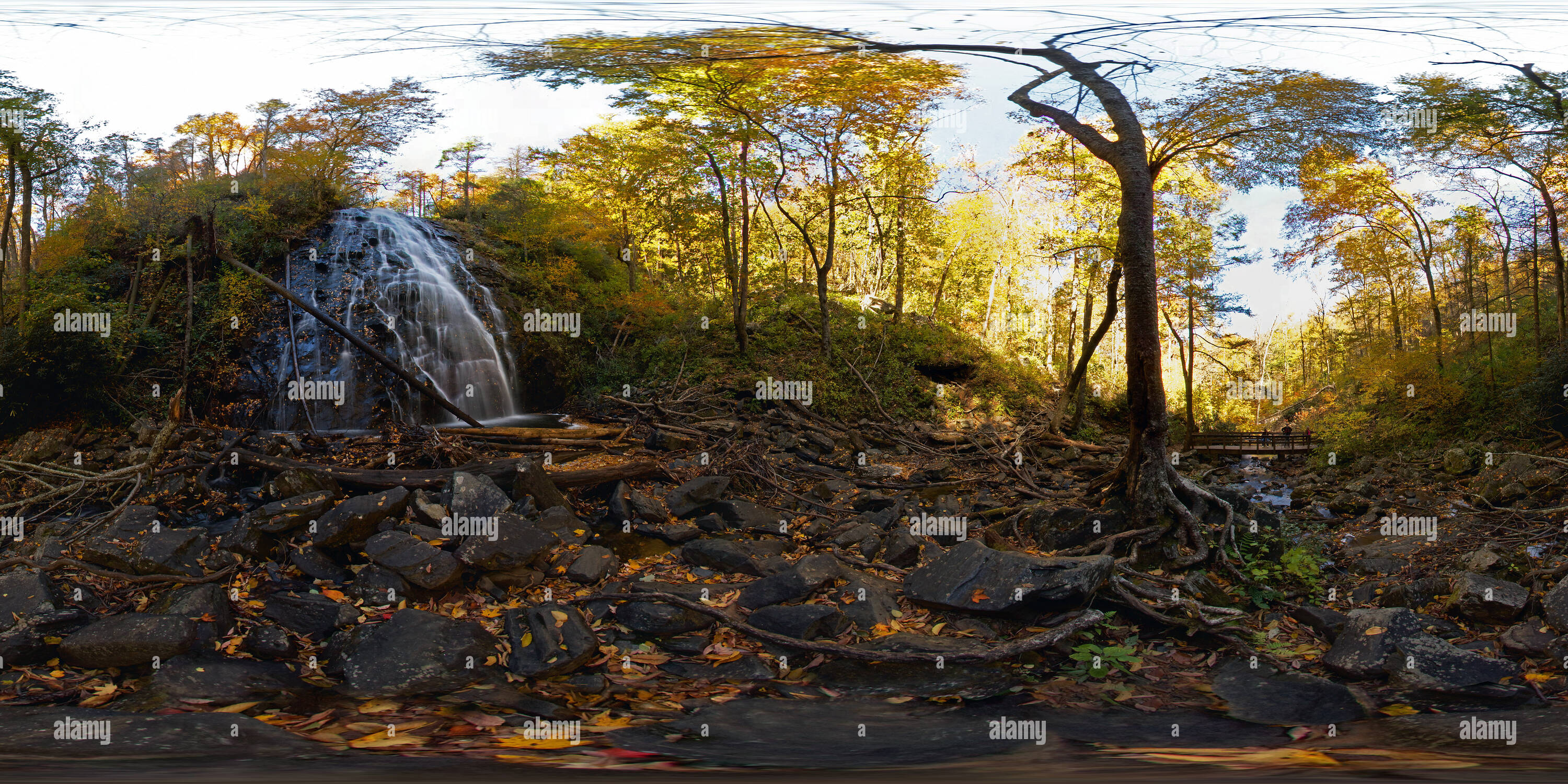 360 Grad Panorama Ansicht von Crabtree fällt - Blue Ridge Parkway, NC