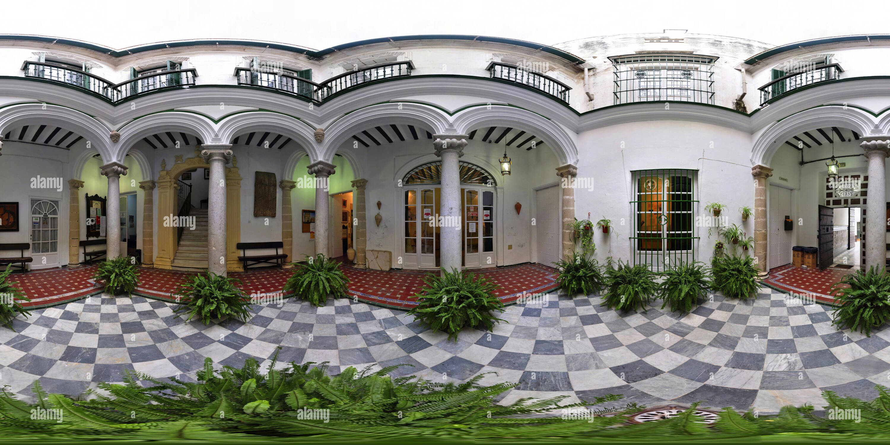 360 Grad Panorama Ansicht von Stadtmuseum, Ehrenhof, El Puerto de Santa Maria, Cadiz