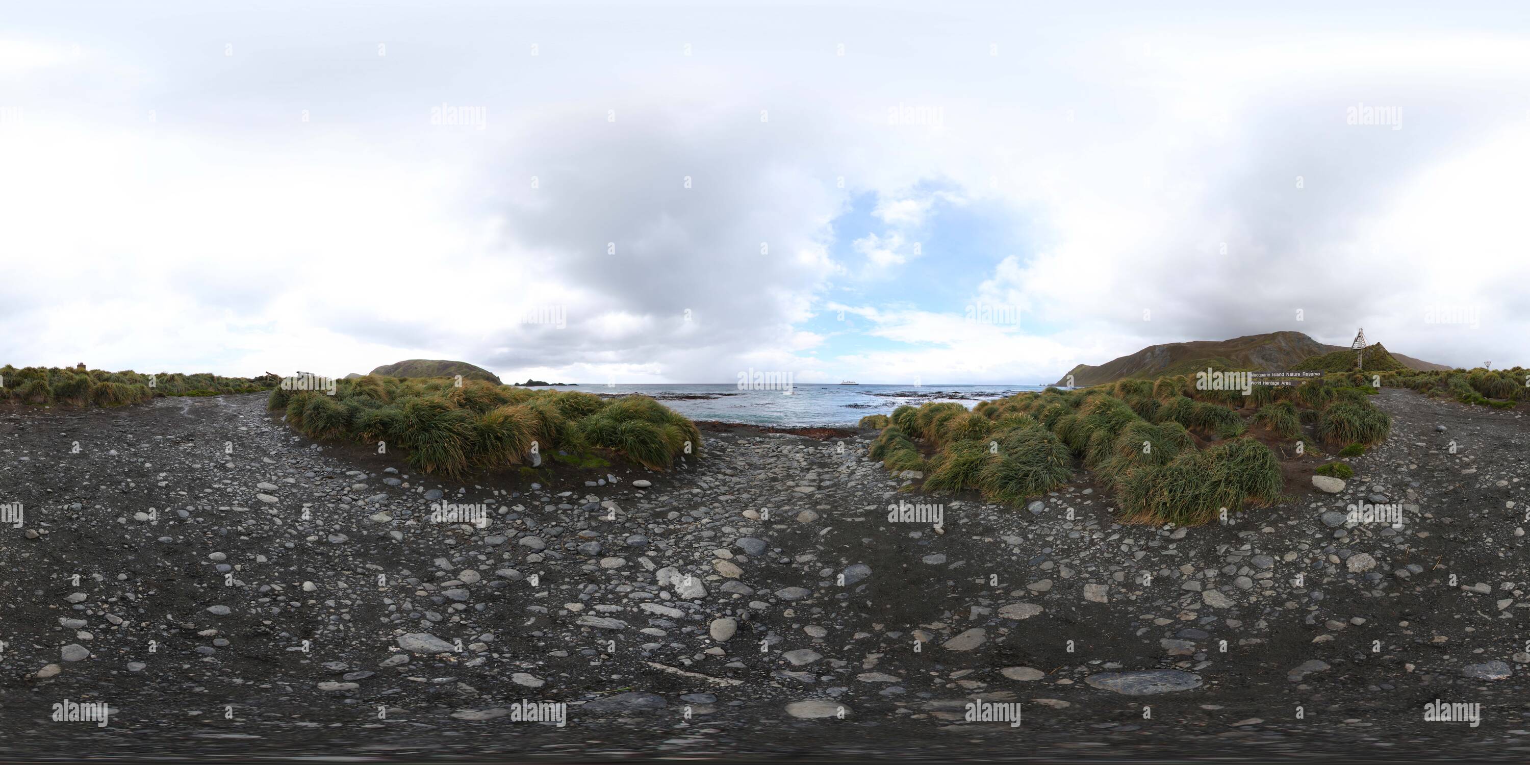 360 Grad Panorama Ansicht von Schnallen Bucht Macquarie Island