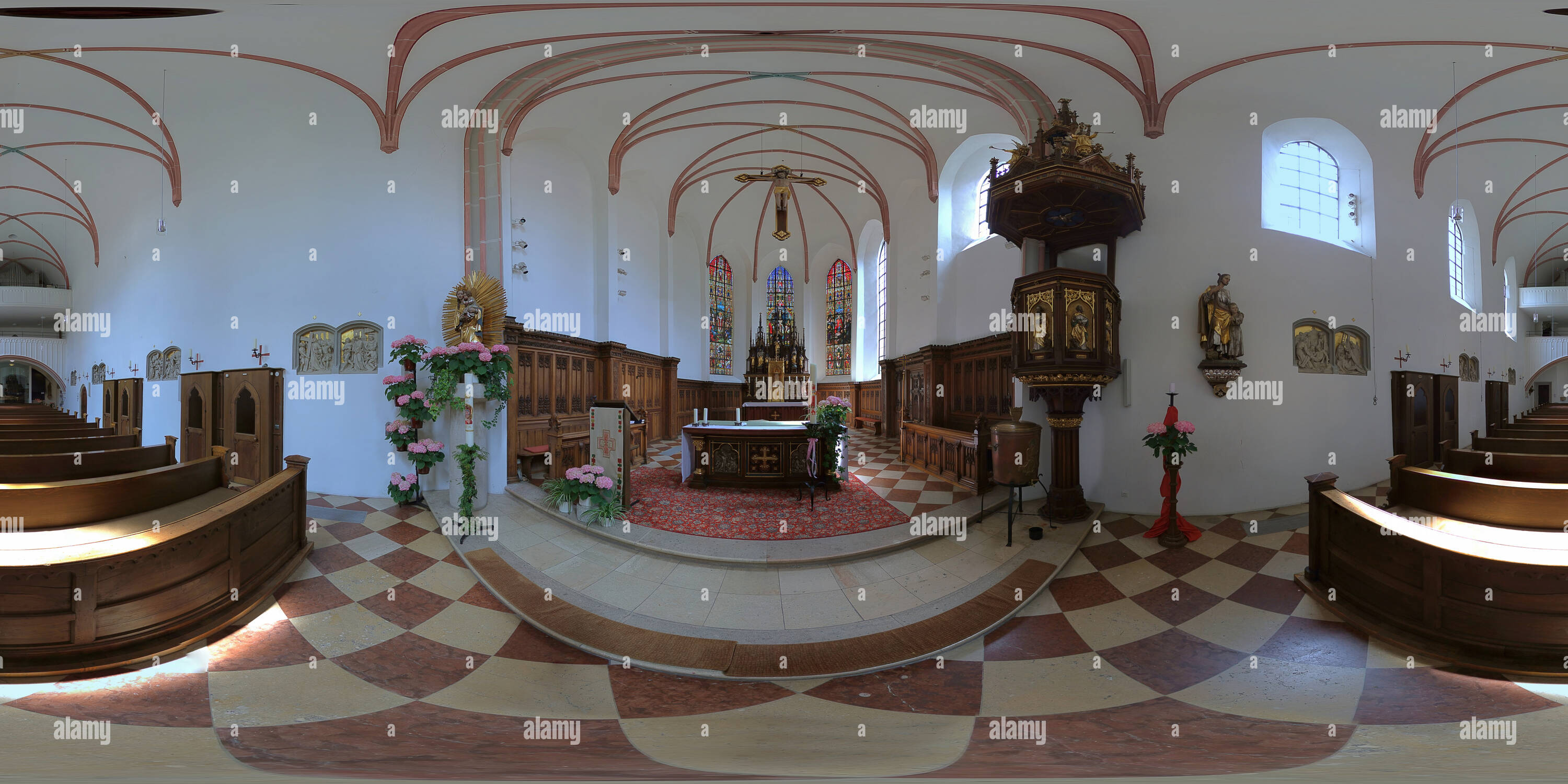 360 Grad Panorama Ansicht von - Bad Reichenhall - kirchensaal St. Ägidikirche