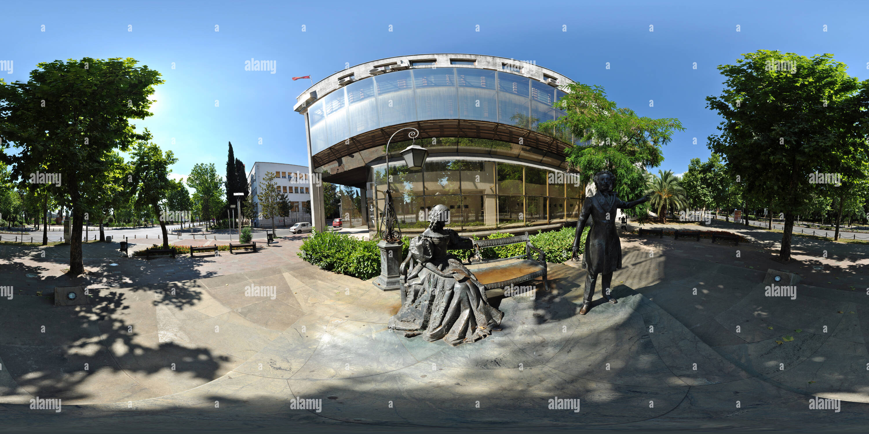 360 Grad Panorama Ansicht von Denkmal für Alexander Sergejewitsch Puschkin in Podgorica