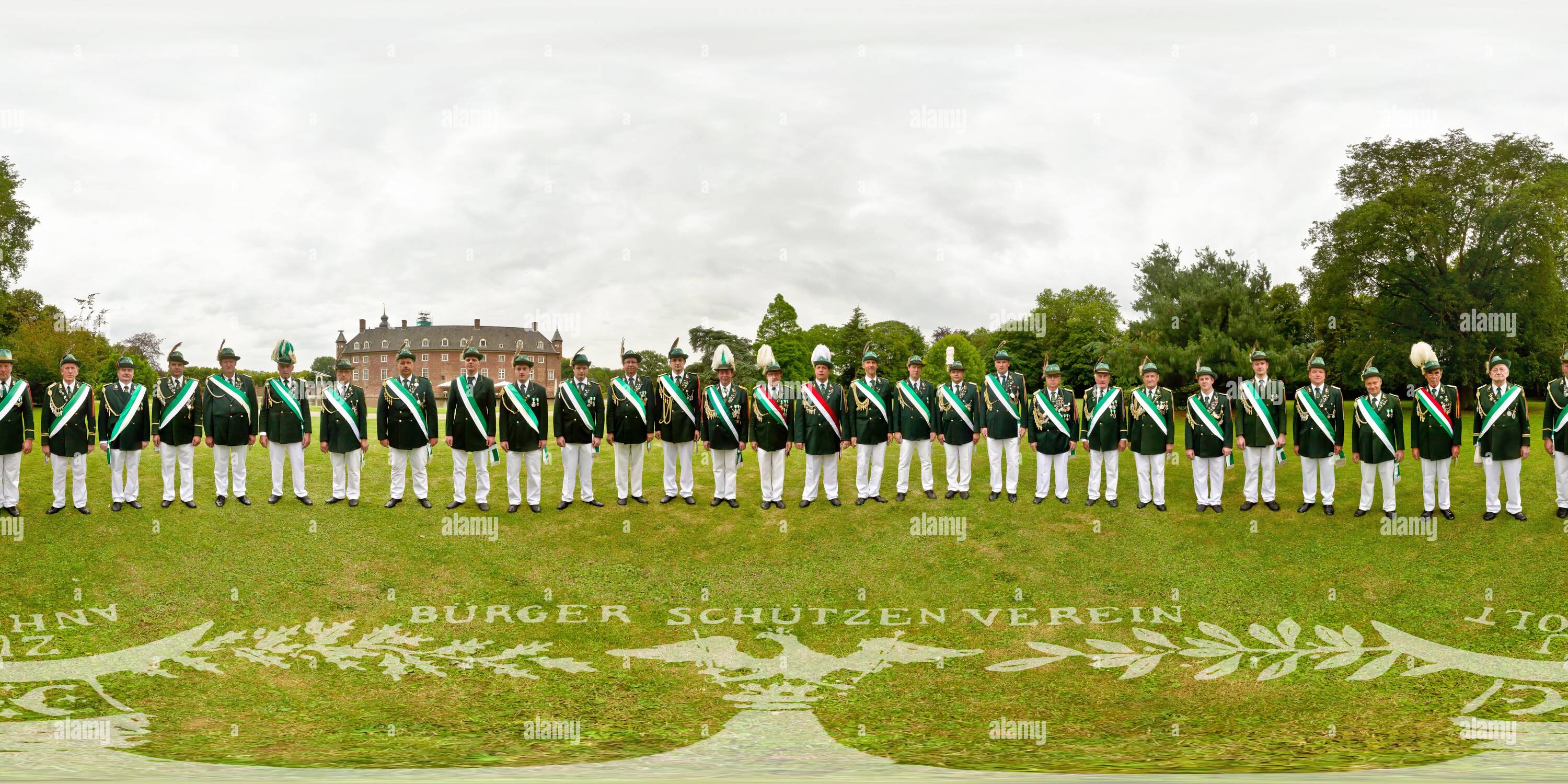 360 ° Ansicht Auf Schlosspark Wasserschloss Anholt Gruppenfoto Bürger