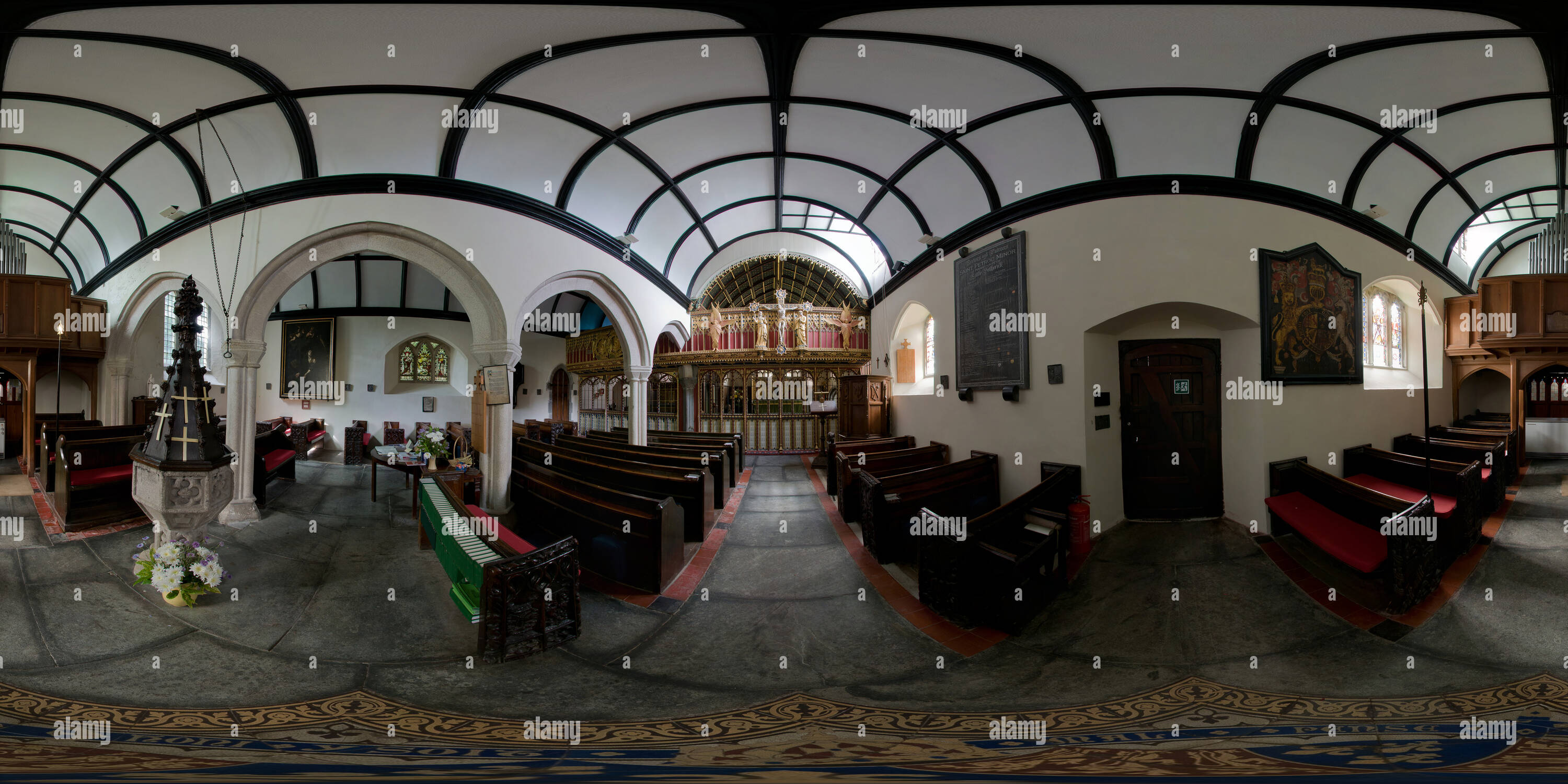 360 Grad Panorama Ansicht von St petroc's Kirche, Little Petherick