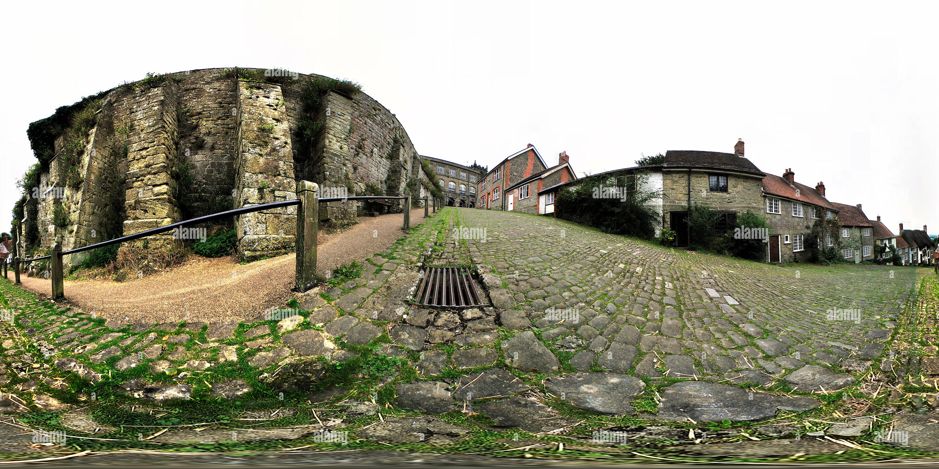 360 Grad Panorama Ansicht von Die hovis Hill - Gold Hill, Shaftesbury, Dorset. VR