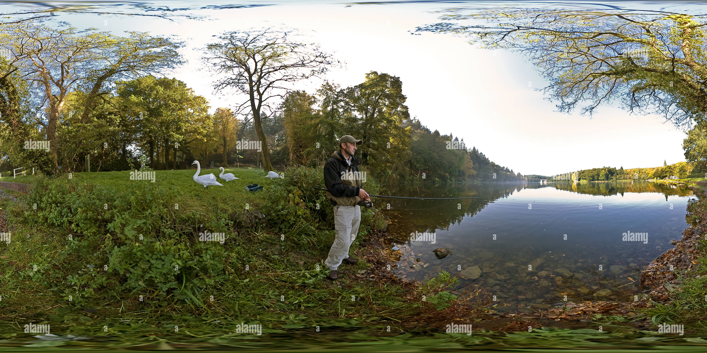 360 Grad Panorama Ansicht von Angeln auf Sheerwater, Wiltshire. VR