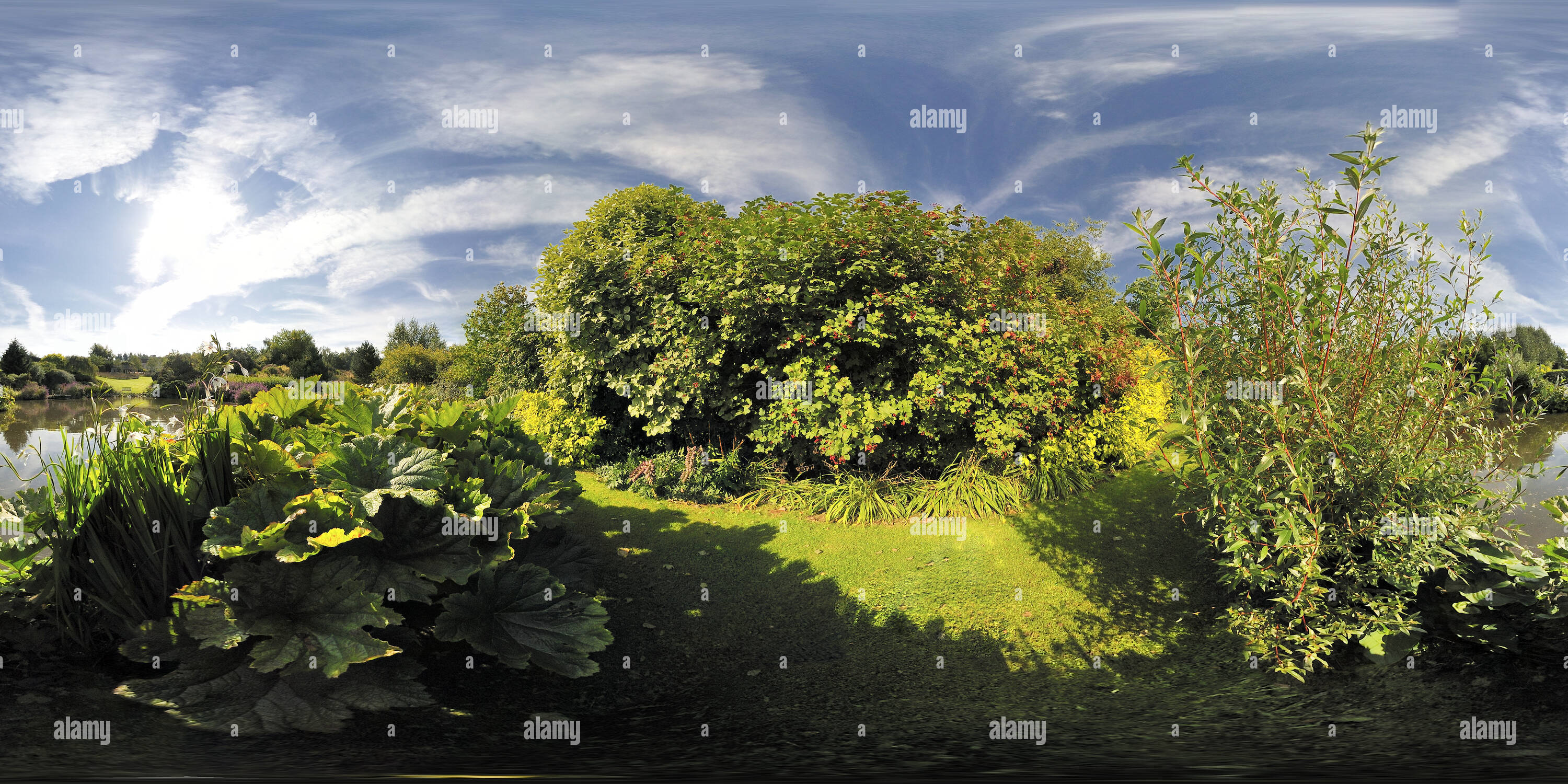 360 Grad Panorama Ansicht von Ladyfarm Garten 5, Chelwood, Somerset. VR