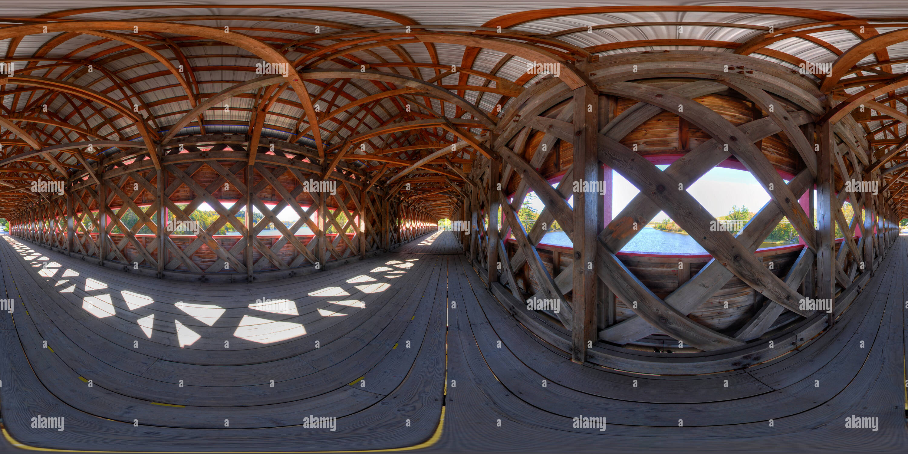 360 Grad Panorama Ansicht von Covered Bridge, Wakefield, Quebec