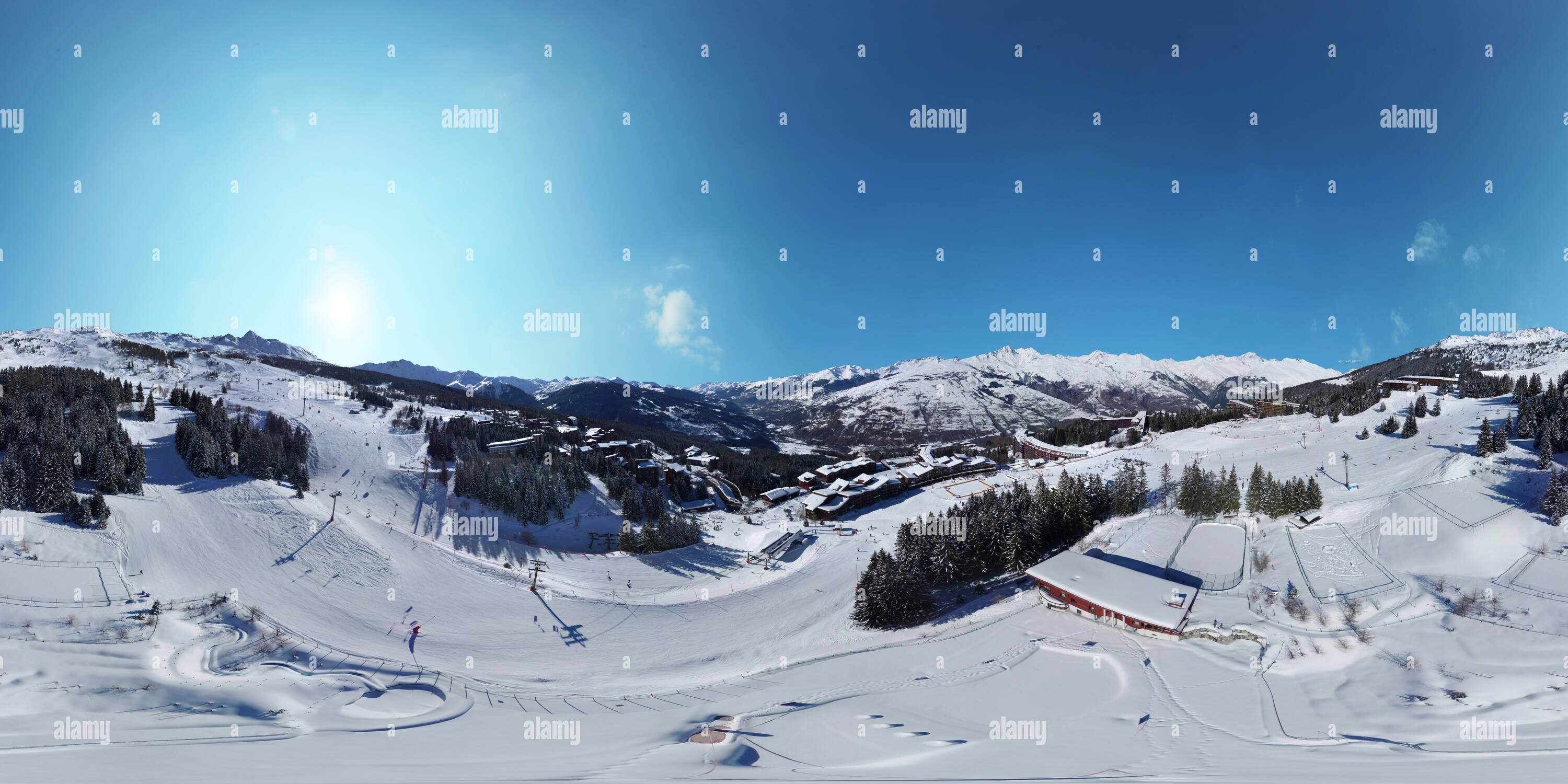 360 Grad Panorama Ansicht von Les Arcs 1800 Piste - Savoyen - Frankreich