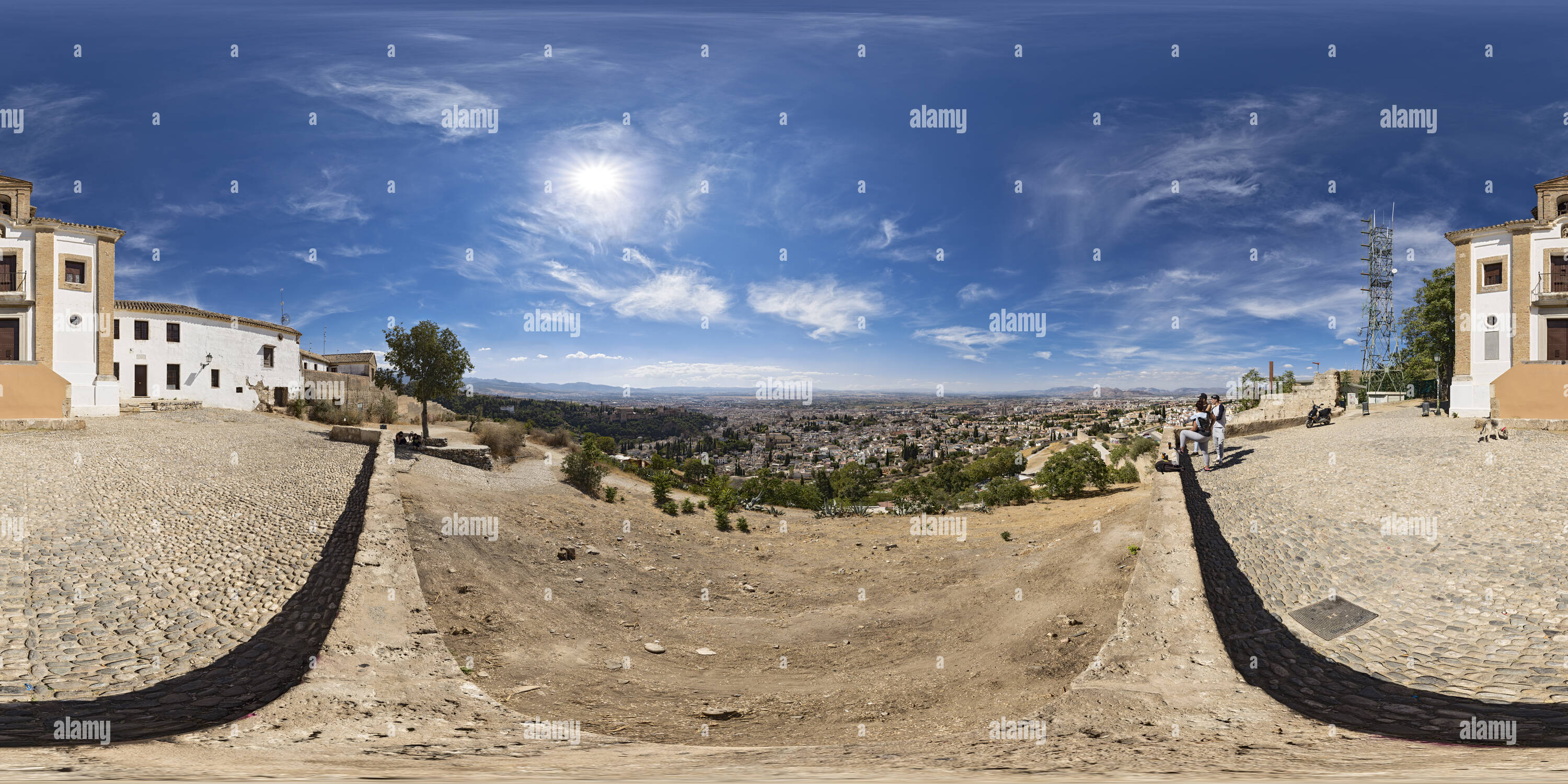 360 Grad Panorama Ansicht von Mirador de San Miguel Alto, Granada, Andalusien, Spanien