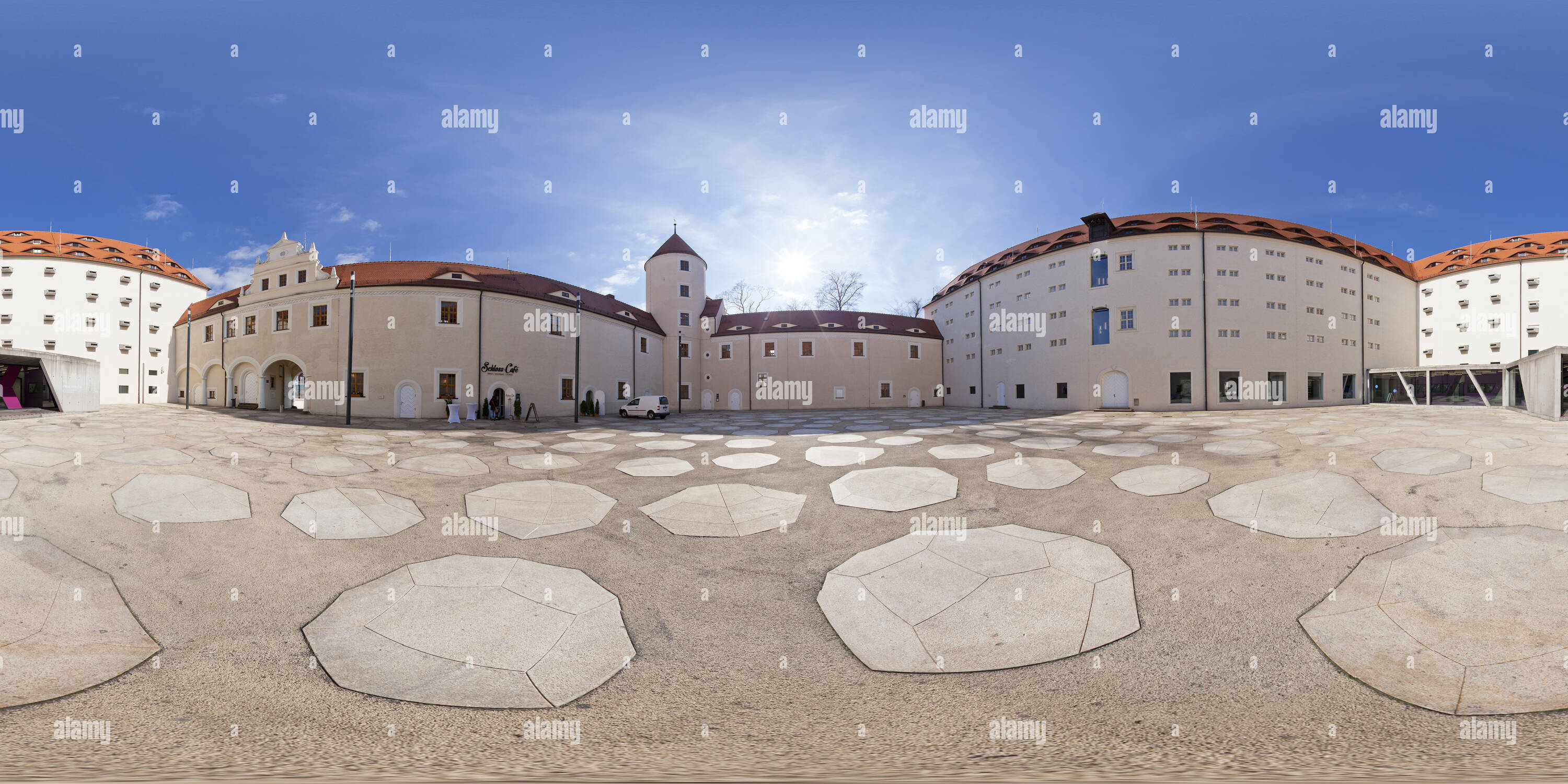 360 Grad Panorama Ansicht von Freiberg, Schloss Freudenstein