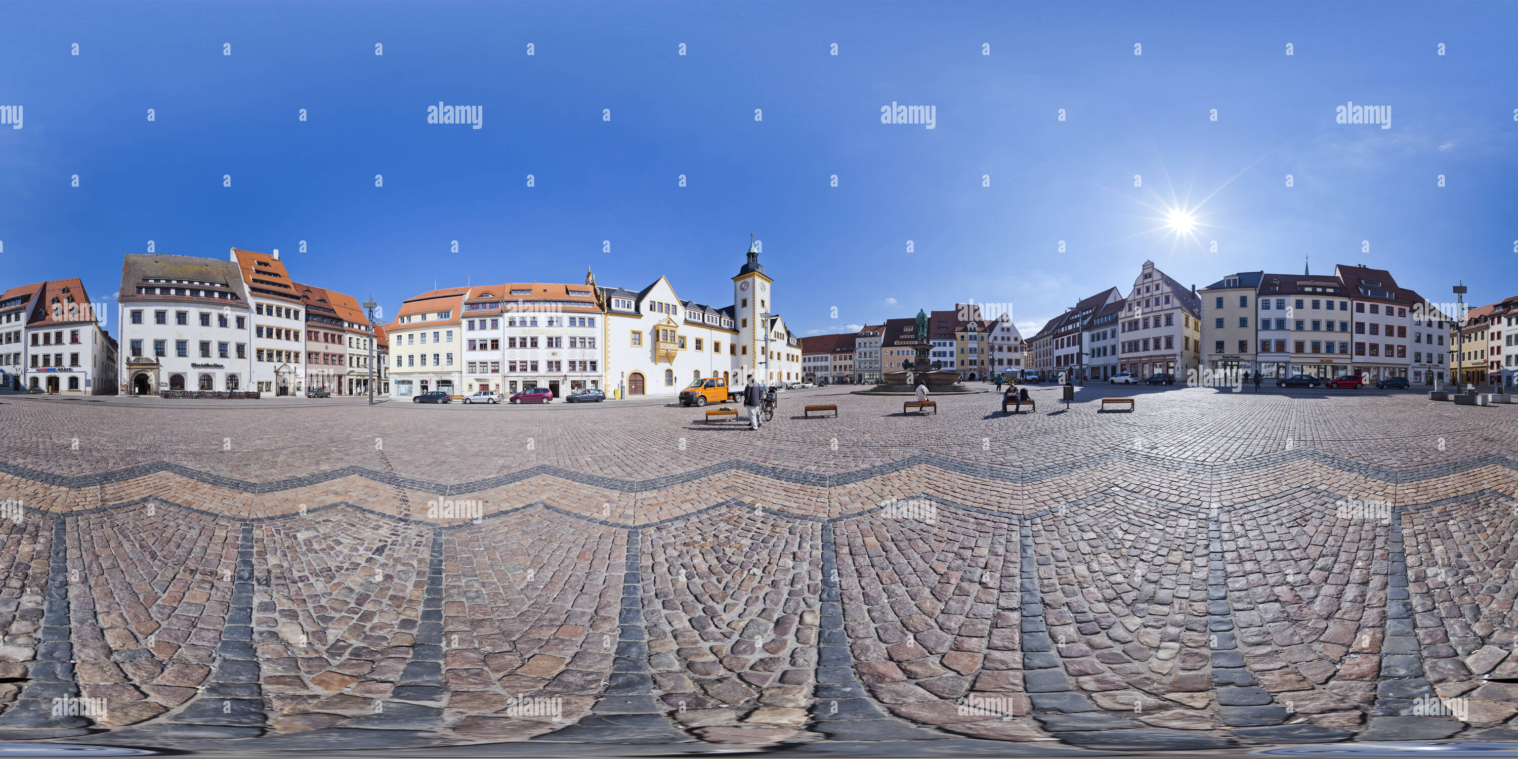 360 Grad Panorama Ansicht von Freiberg, Sachsen - Markt