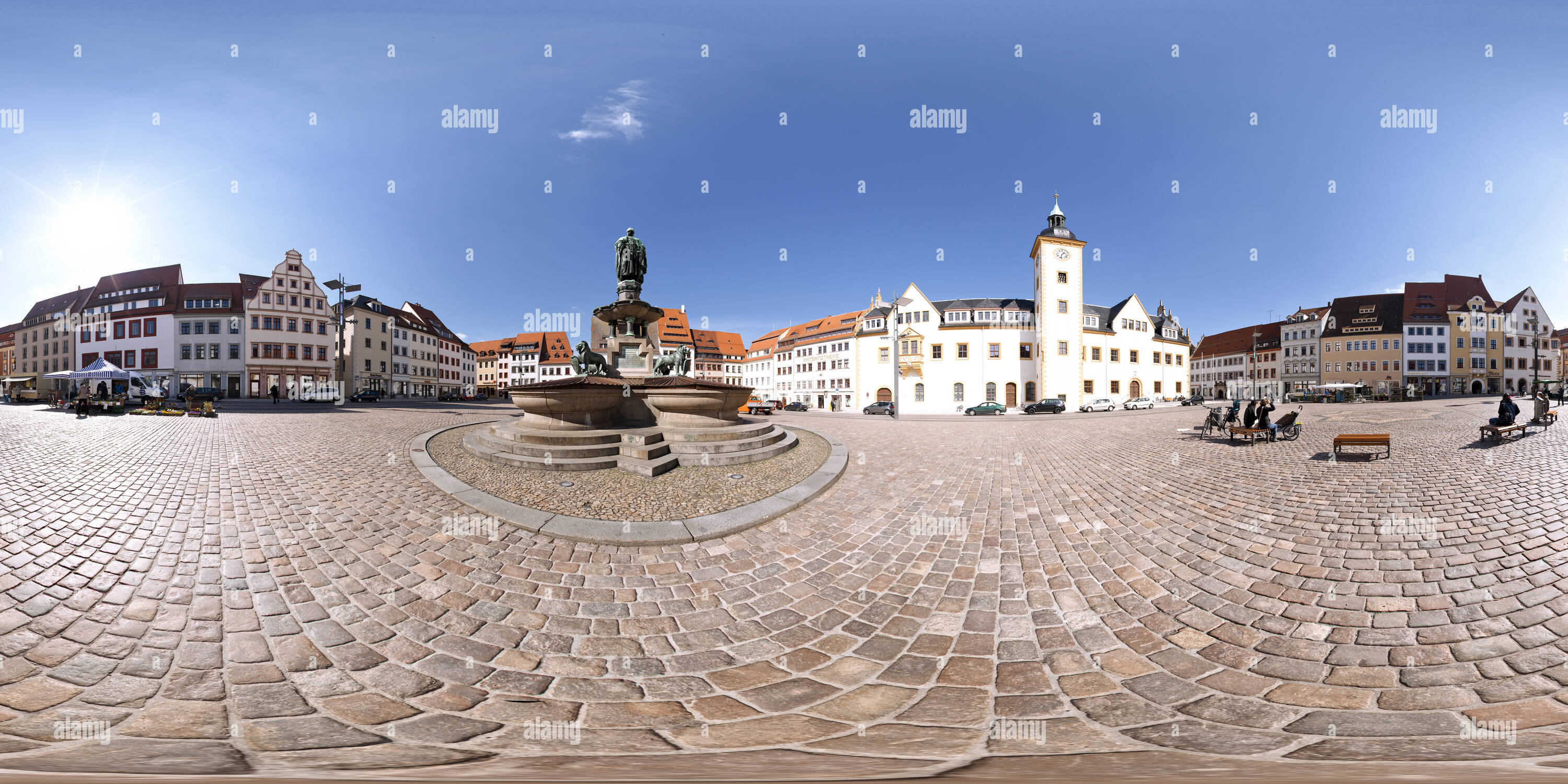 360 Grad Panorama Ansicht von Freiberg, Sachsen - Markt