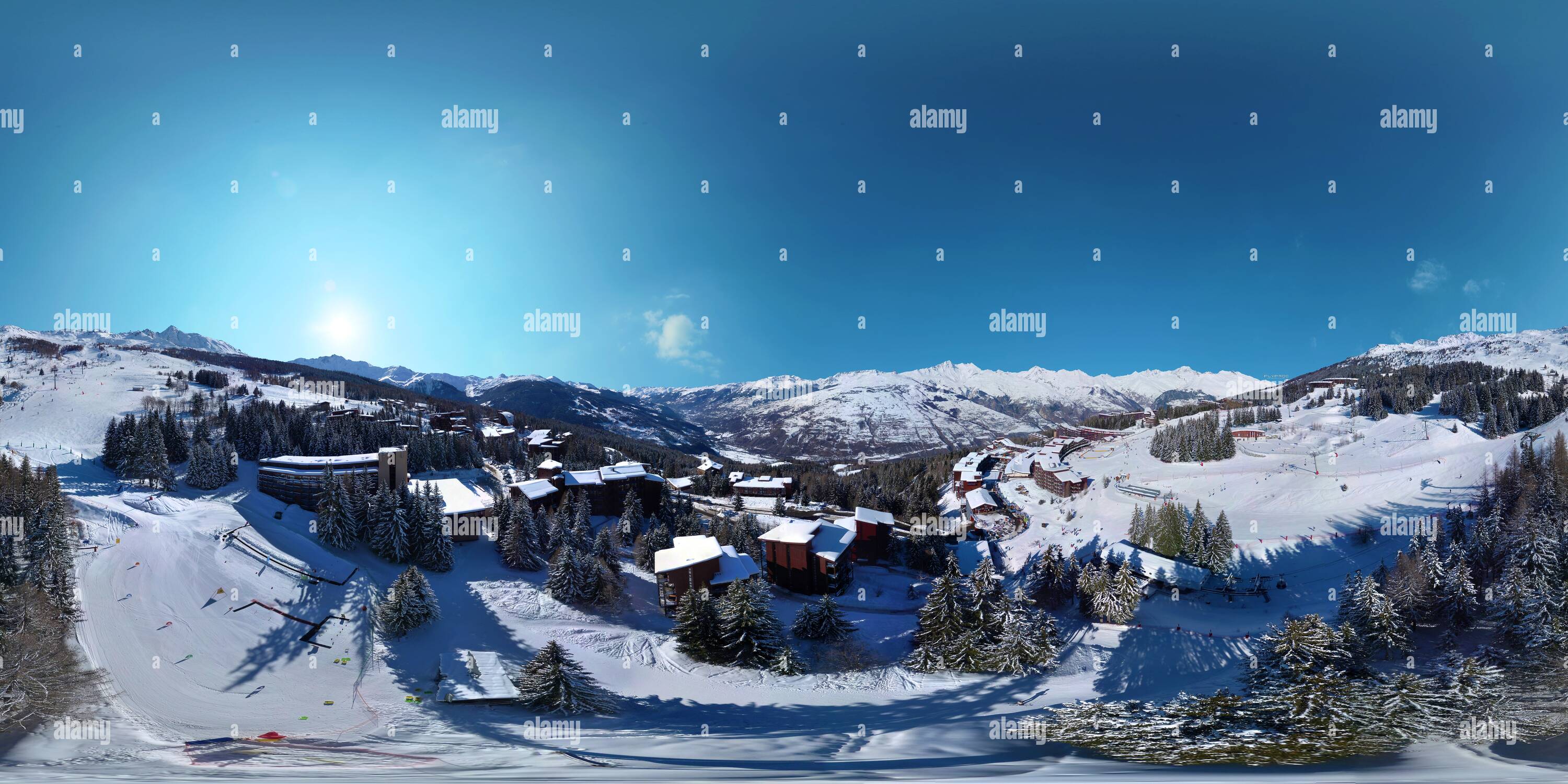 360 Grad Panorama Ansicht von Les Arcs 1800 - Village des Villards en Haut - Durch Flyprod