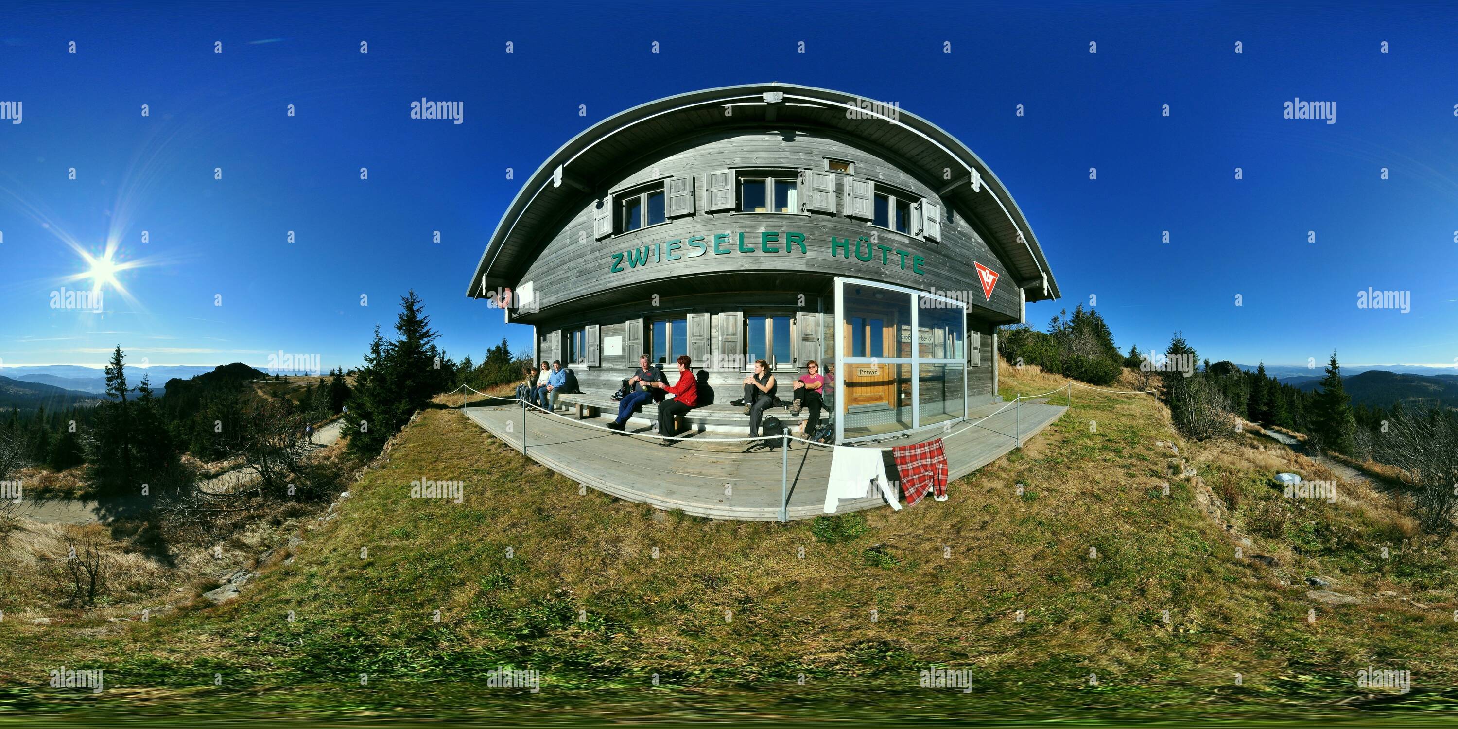 360 Grad Panorama Ansicht von Arber - Zwieseler Hütte