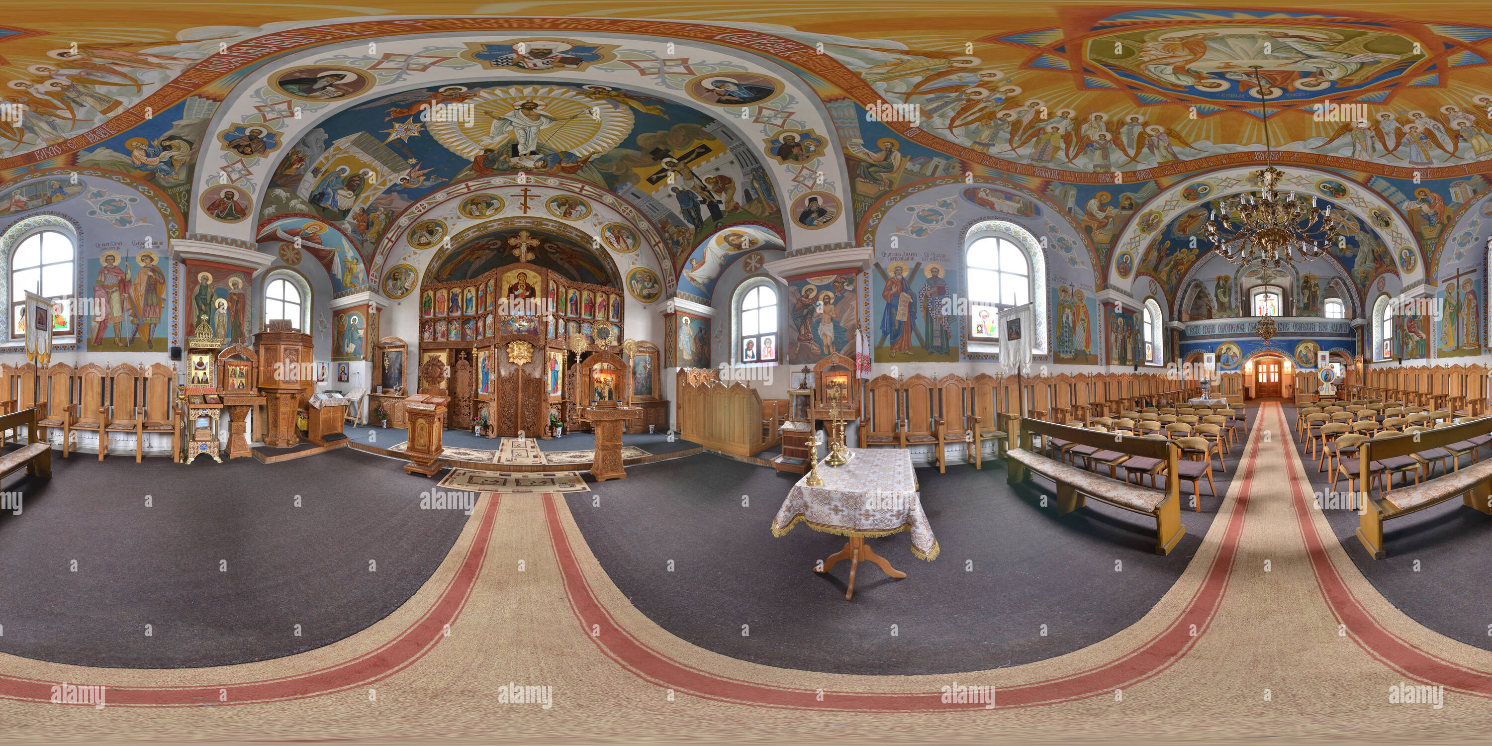 360 Grad Panorama Ansicht von "Erhöhung des heiligen Kreuzes" ukrainische Kirche, Baia Mare, Rumänien