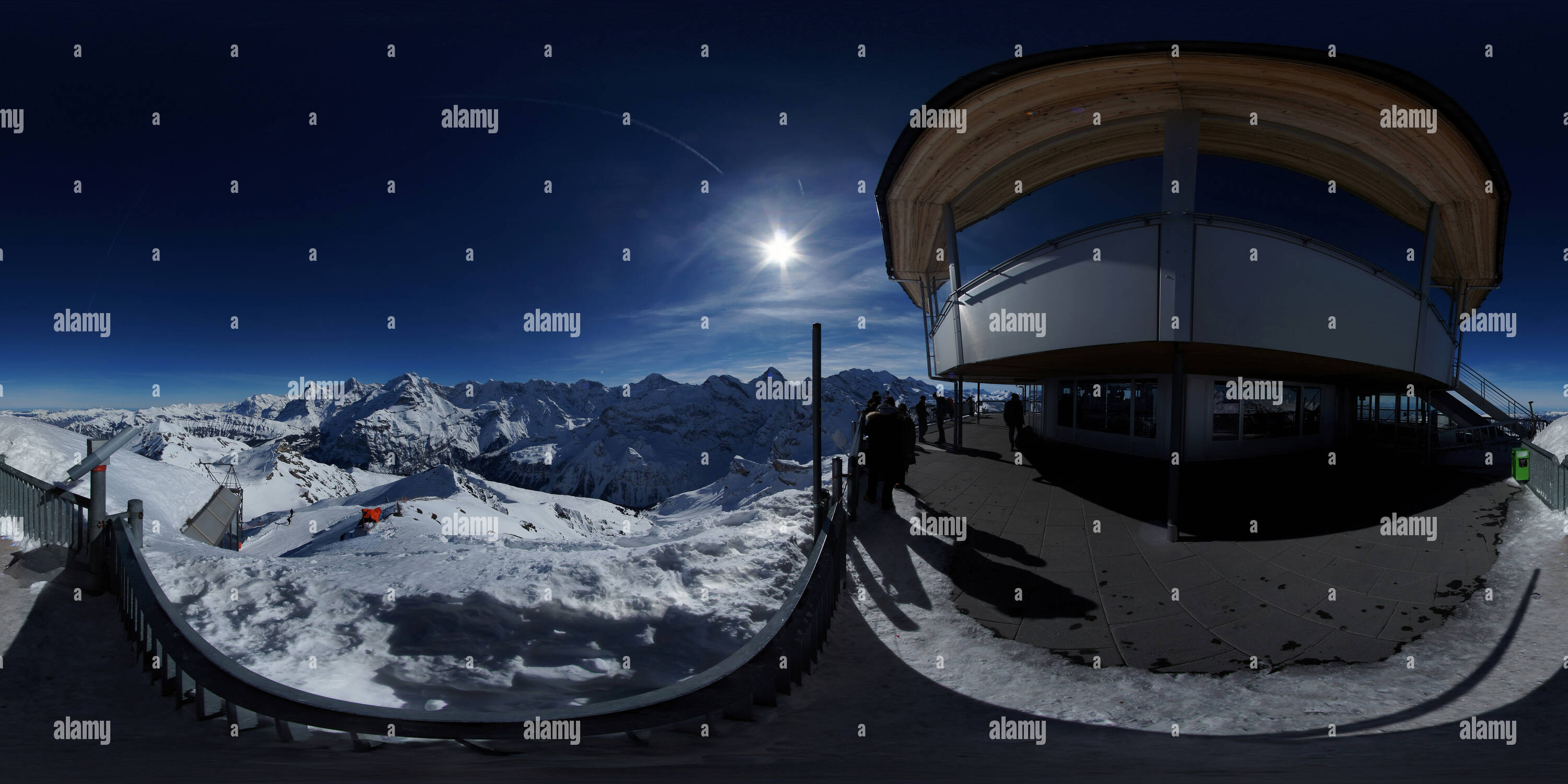 360 Grad Panorama Ansicht von Schweiz Mürren Schilthorn Piz Gloria