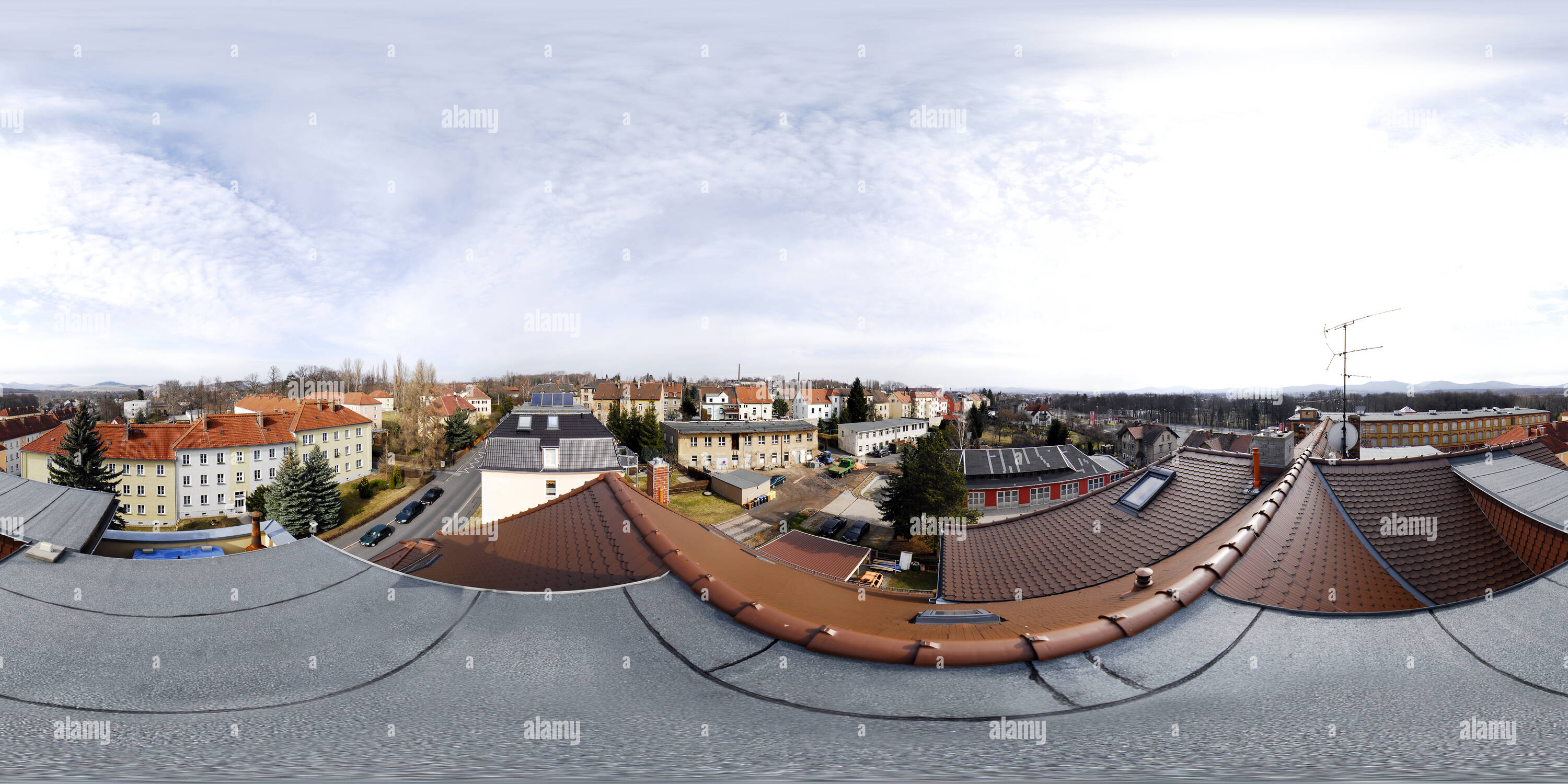 360 °-Ansicht auf Zittau auf dem Dach des Hauses Graf Yorck Straße 6 - Alamy