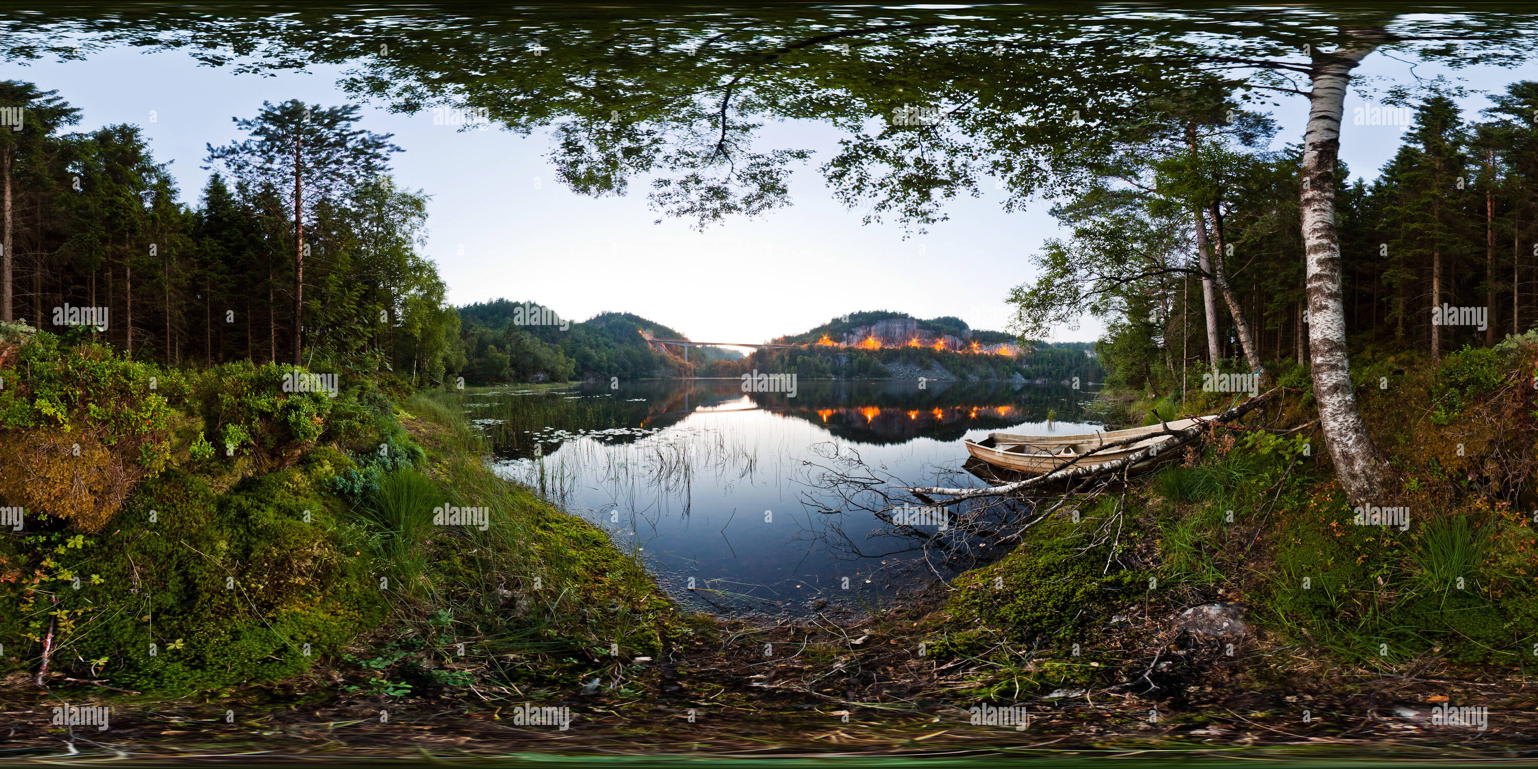 360 Grad Panorama Ansicht von Fosseland See, Norwegen