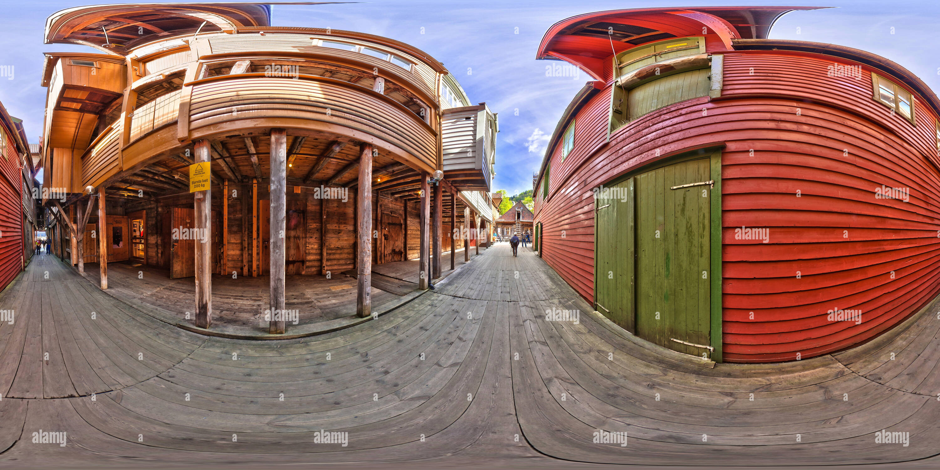 360 Grad Panorama Ansicht von Bryggen - Unesco Weltkulturerbe, Bergen