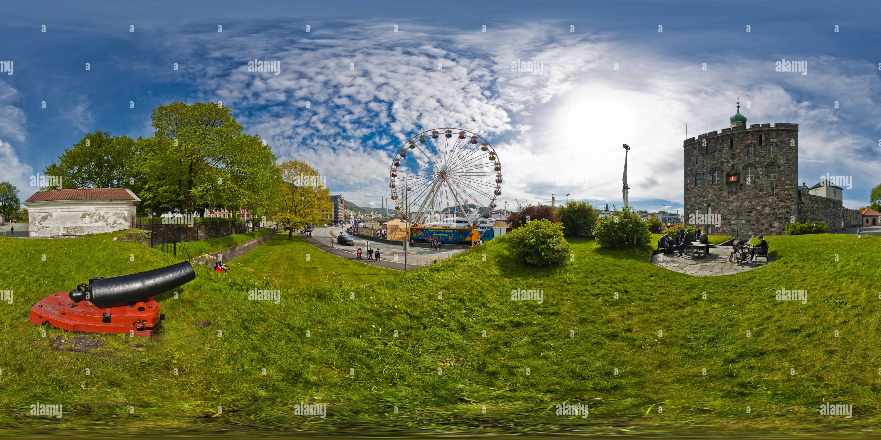 360 Grad Panorama Ansicht von Festung Bergenhus, Bergen