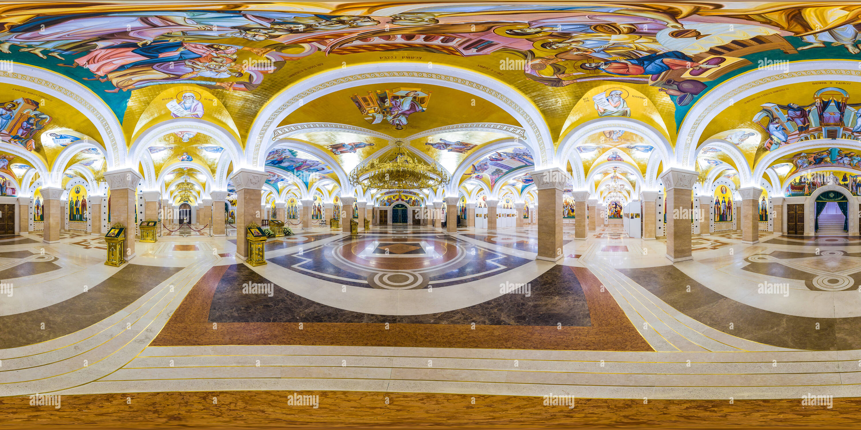 360 Grad Panorama Ansicht von Die Krypta des Heiligen Sava Kirche, Belgrad