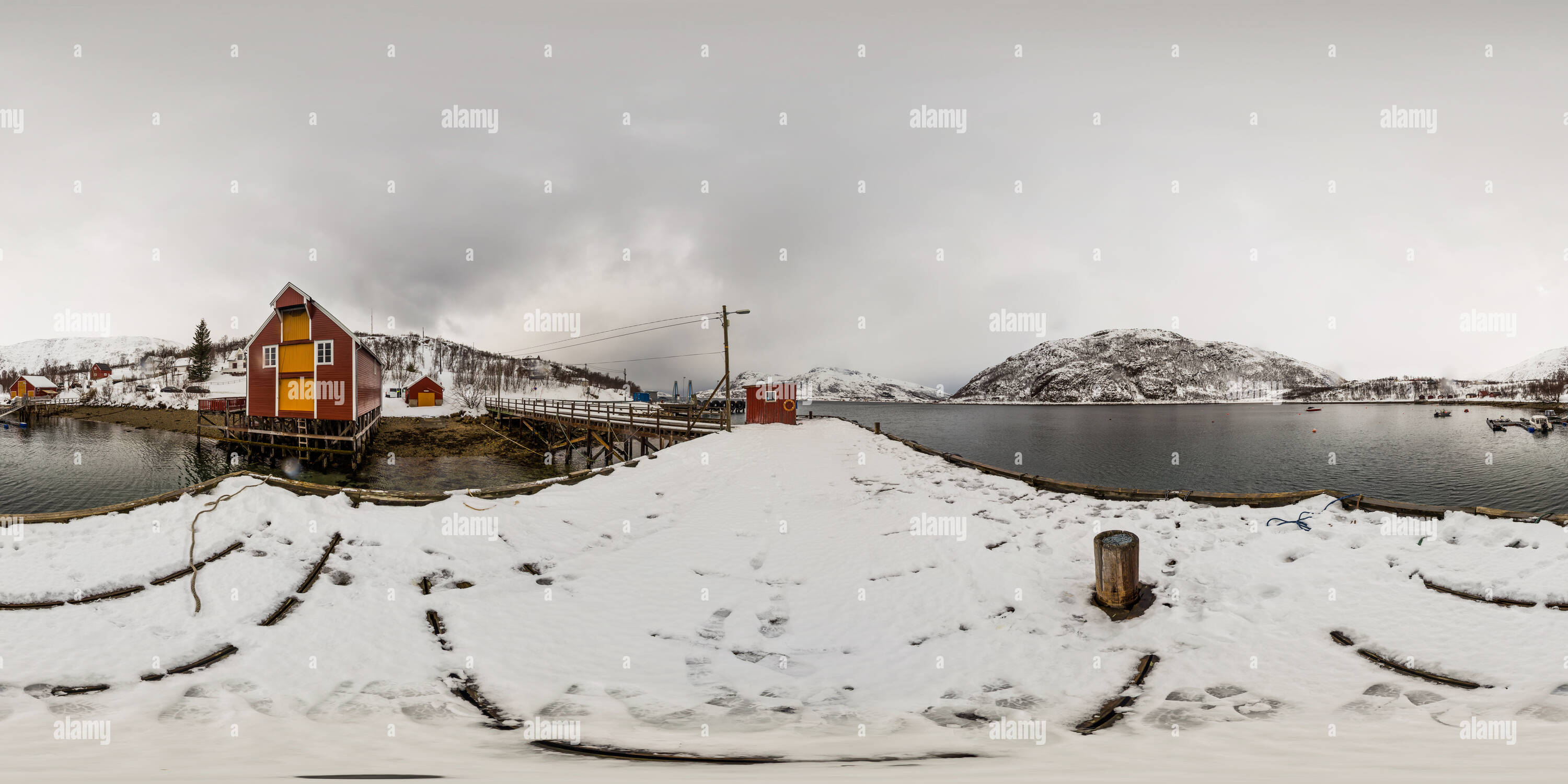 360 Grad Panorama Ansicht von Winter in Norwegen, Belvik