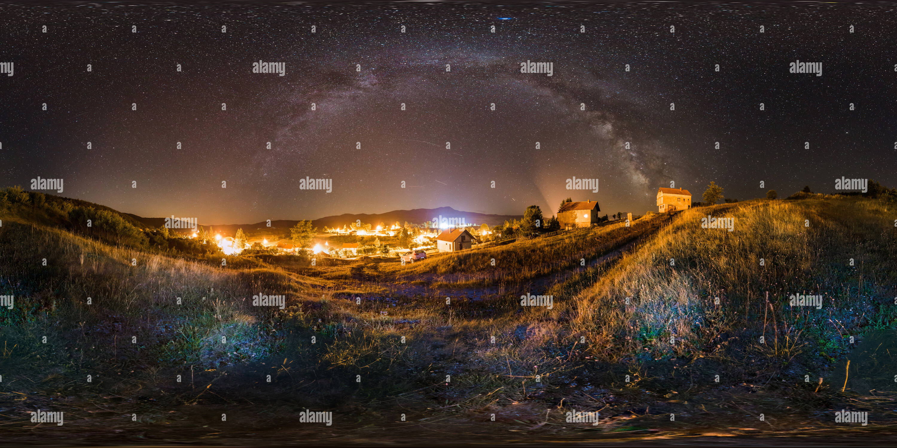 360 Grad Panorama Ansicht von Die Milchstraße, Krnjeusa, Bosnien und Herzegowina