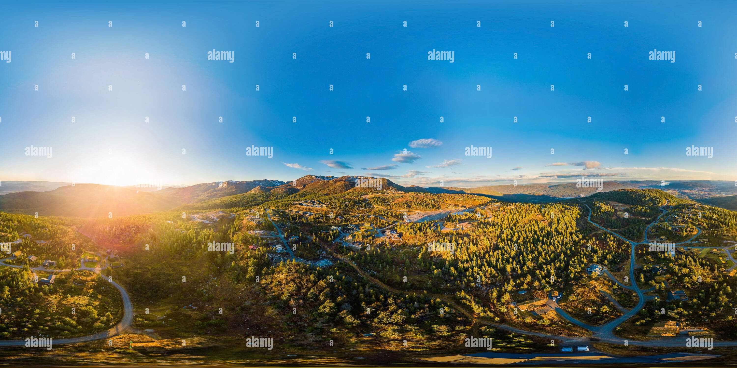 360 Grad Panorama Ansicht von Lifjell von oben, Norwegen