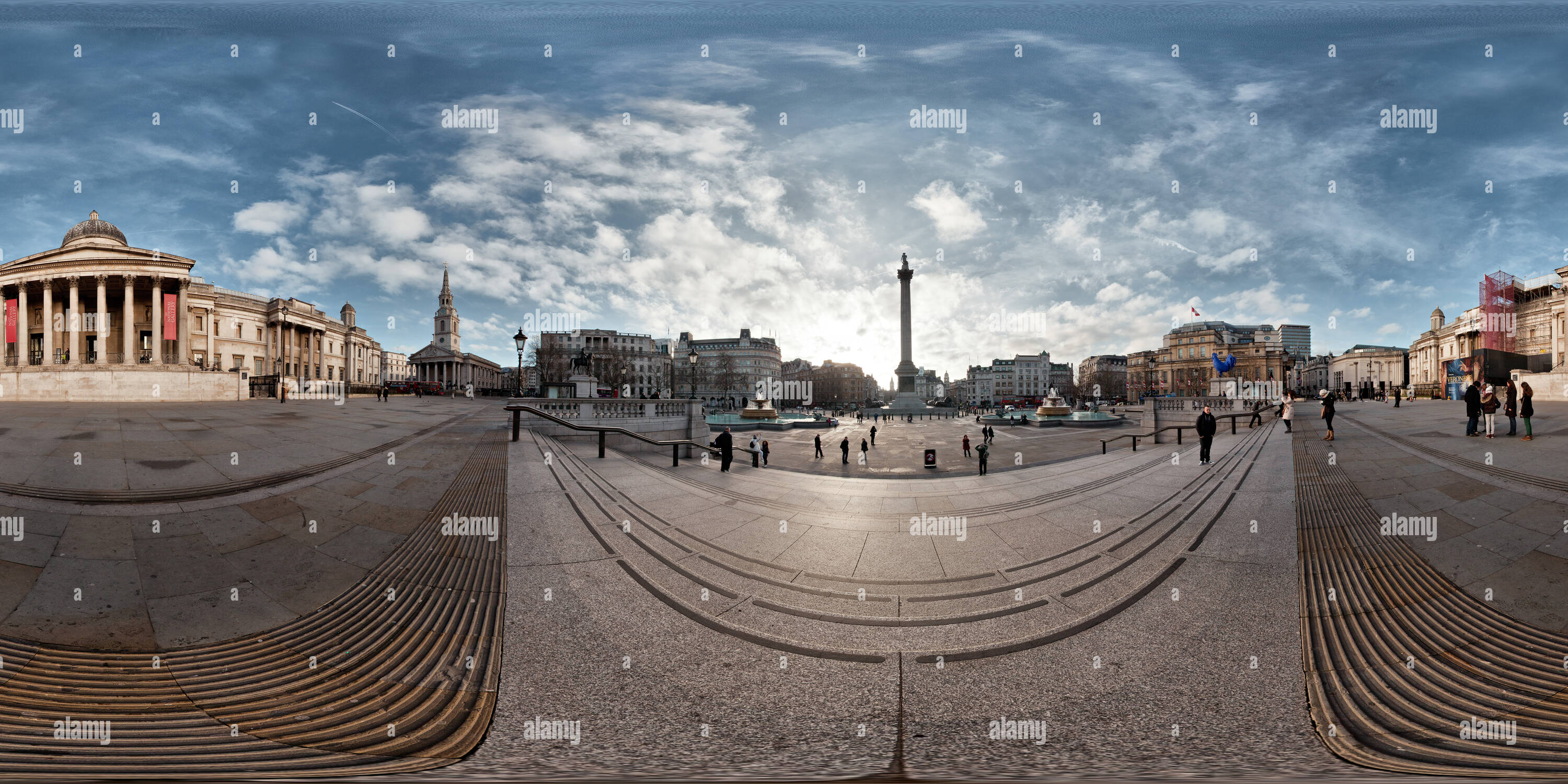 360 Grad Panorama Ansicht von Trafalgar Square und Nelson Säule