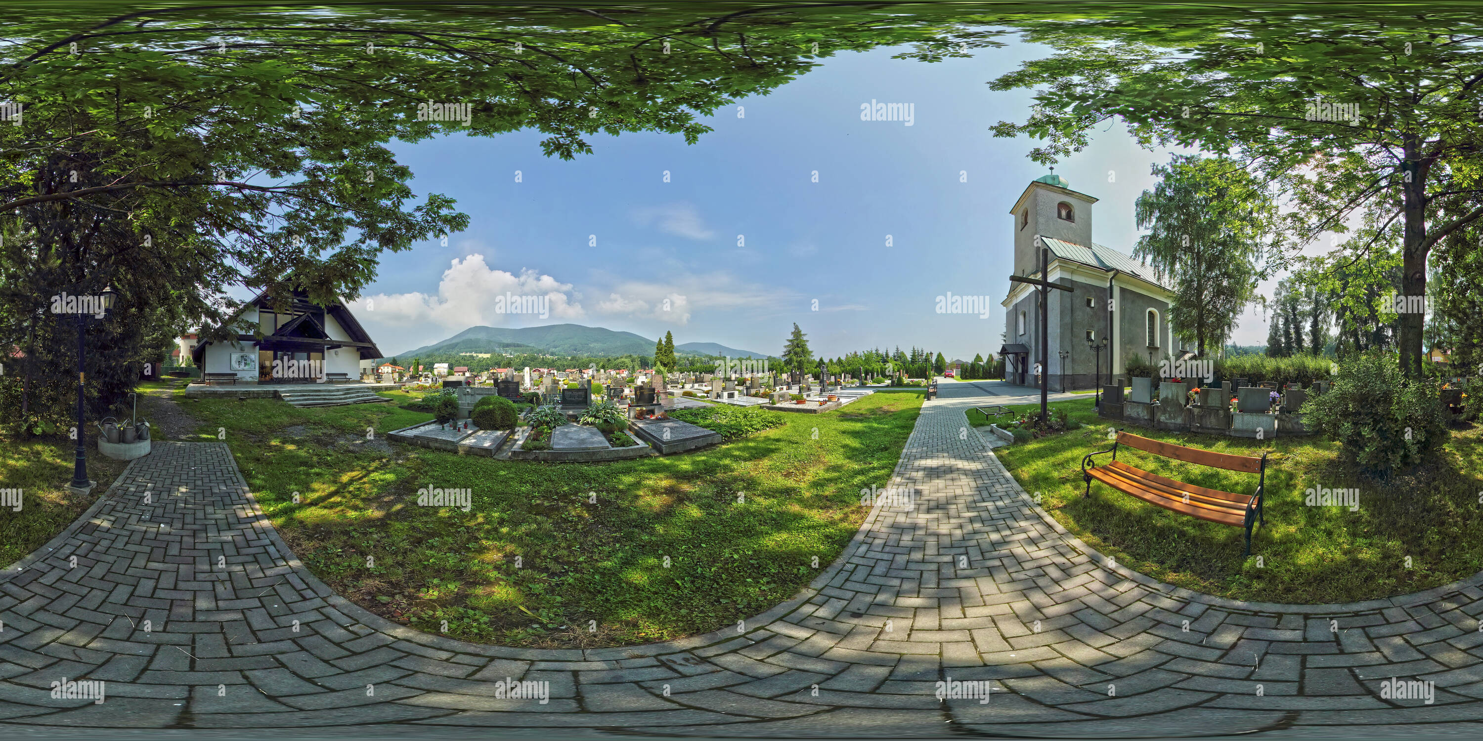 360 Grad Panorama Ansicht von Kostel sv. Jana Nepomuckého na Čeladné